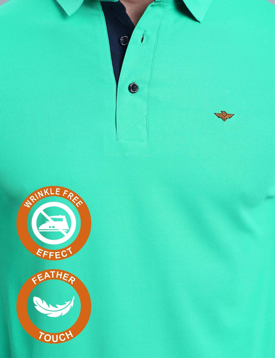 Image of Stellers Solid Men Polo Neck Green T-Shirt
