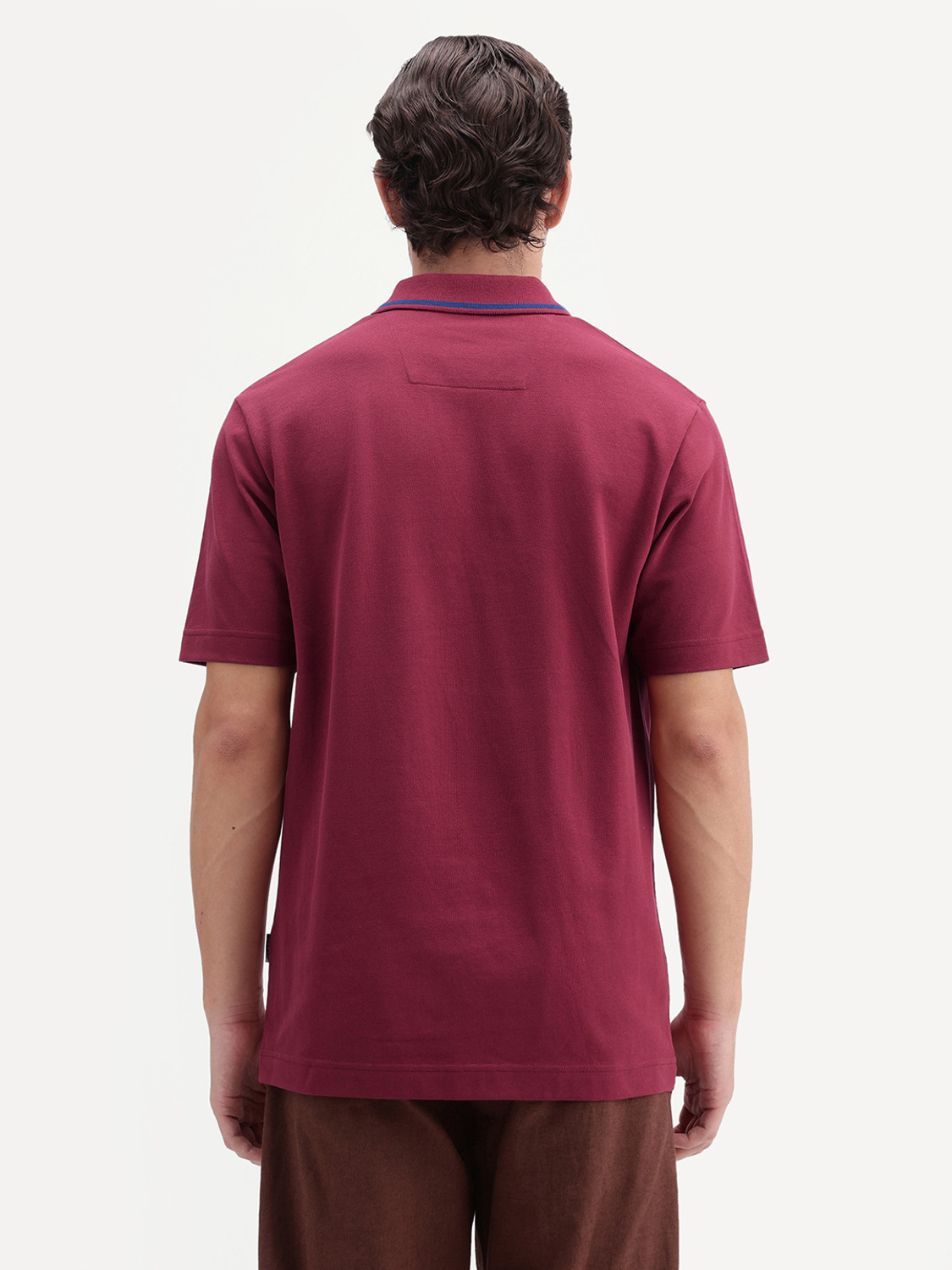 Image of RARE RABBIT Solid Men Polo Neck Red T-Shirt