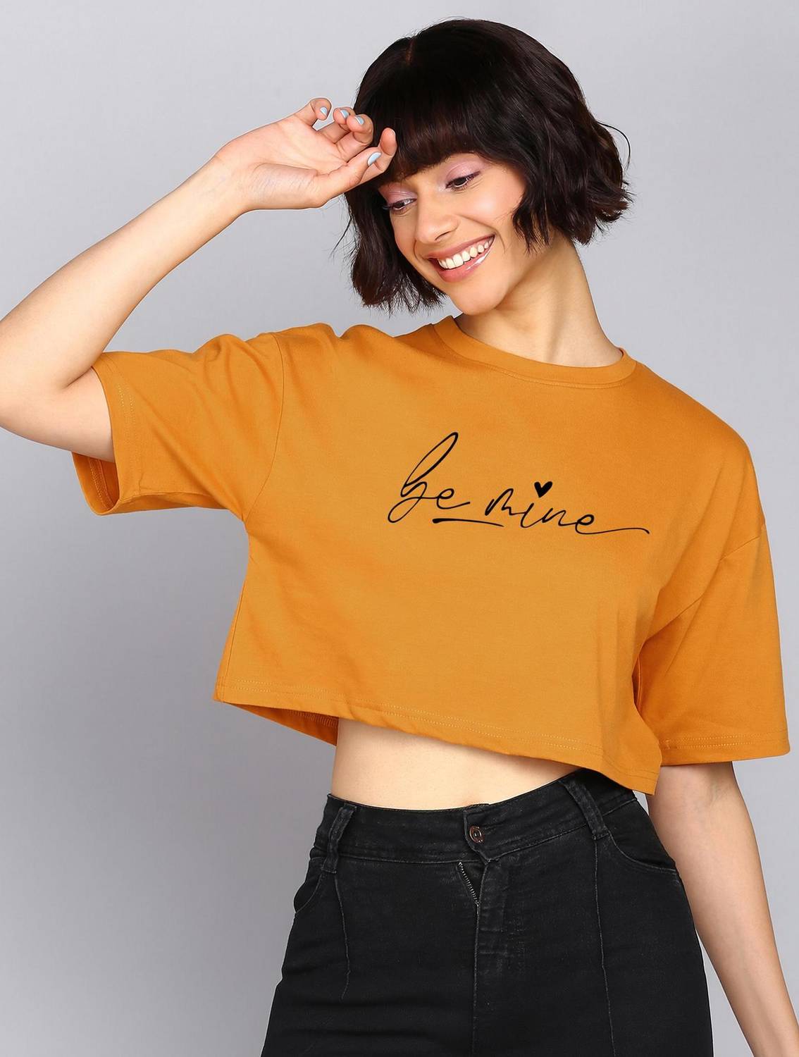 Adyavastram Typography Women Round Neck Yellow T-Shirt