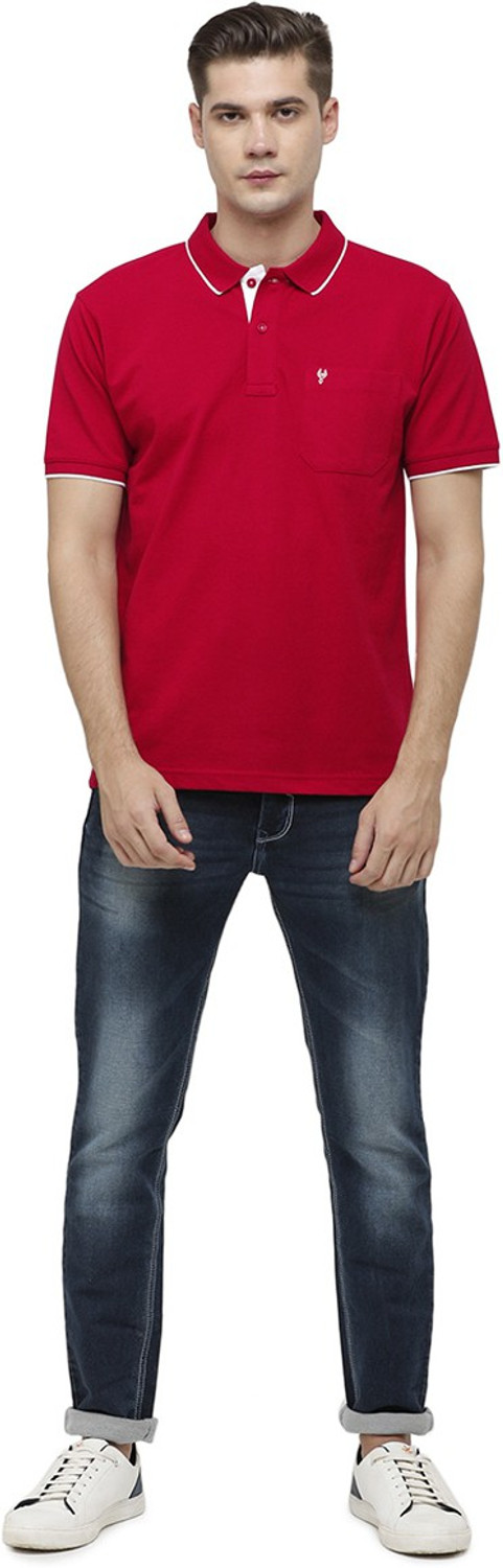 Image of Classic Polo Solid Men Polo Neck Red T-Shirt