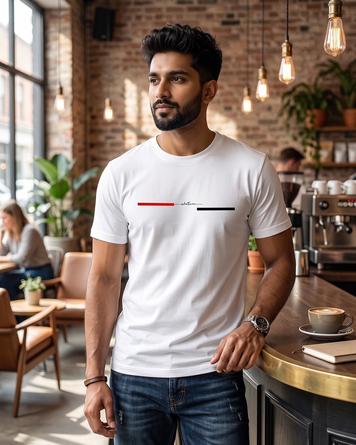 Image of velvet and shine store Printed Men Round Neck White T-Shirt