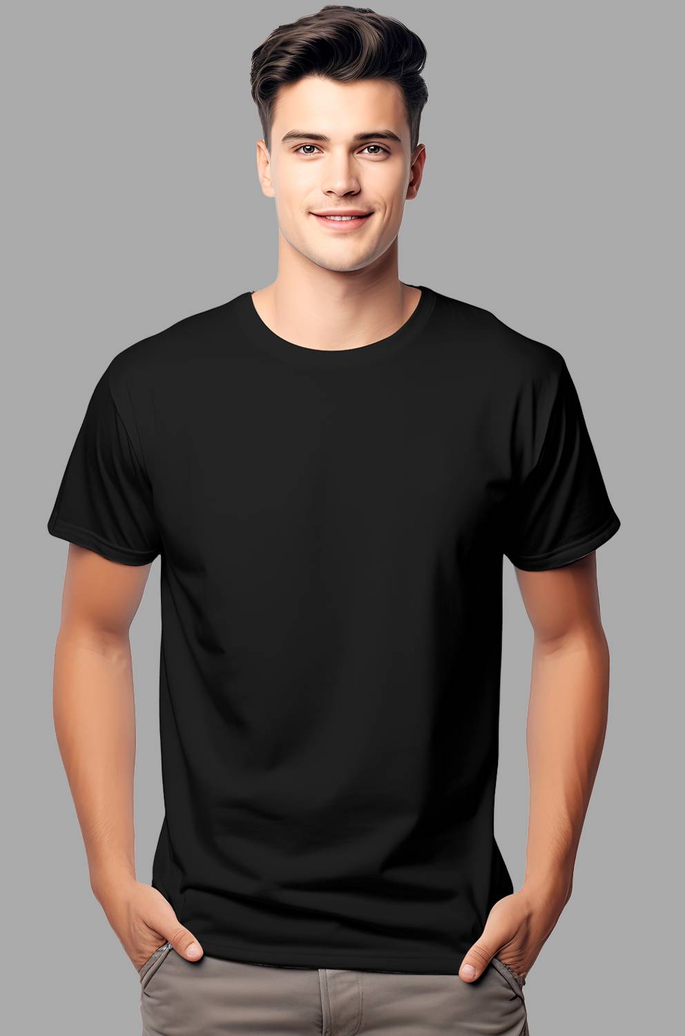 Checks & Squires Solid Men Round Neck Black T-Shirt