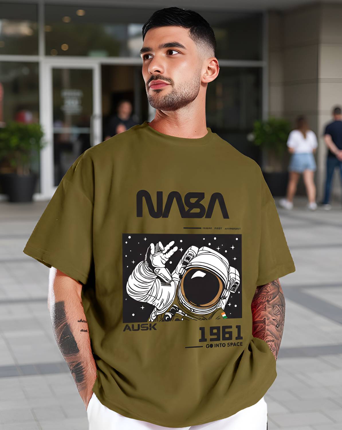 AUSK Printed Men Round Neck Green T-Shirt
