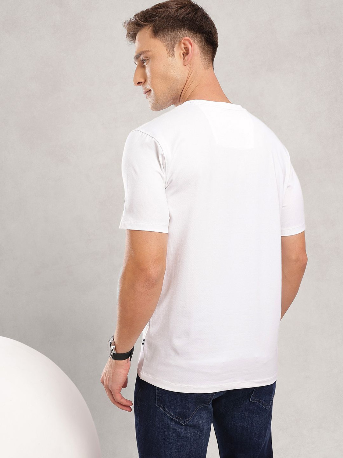 Image of NAUTICA Printed Men Round Neck White T-Shirt