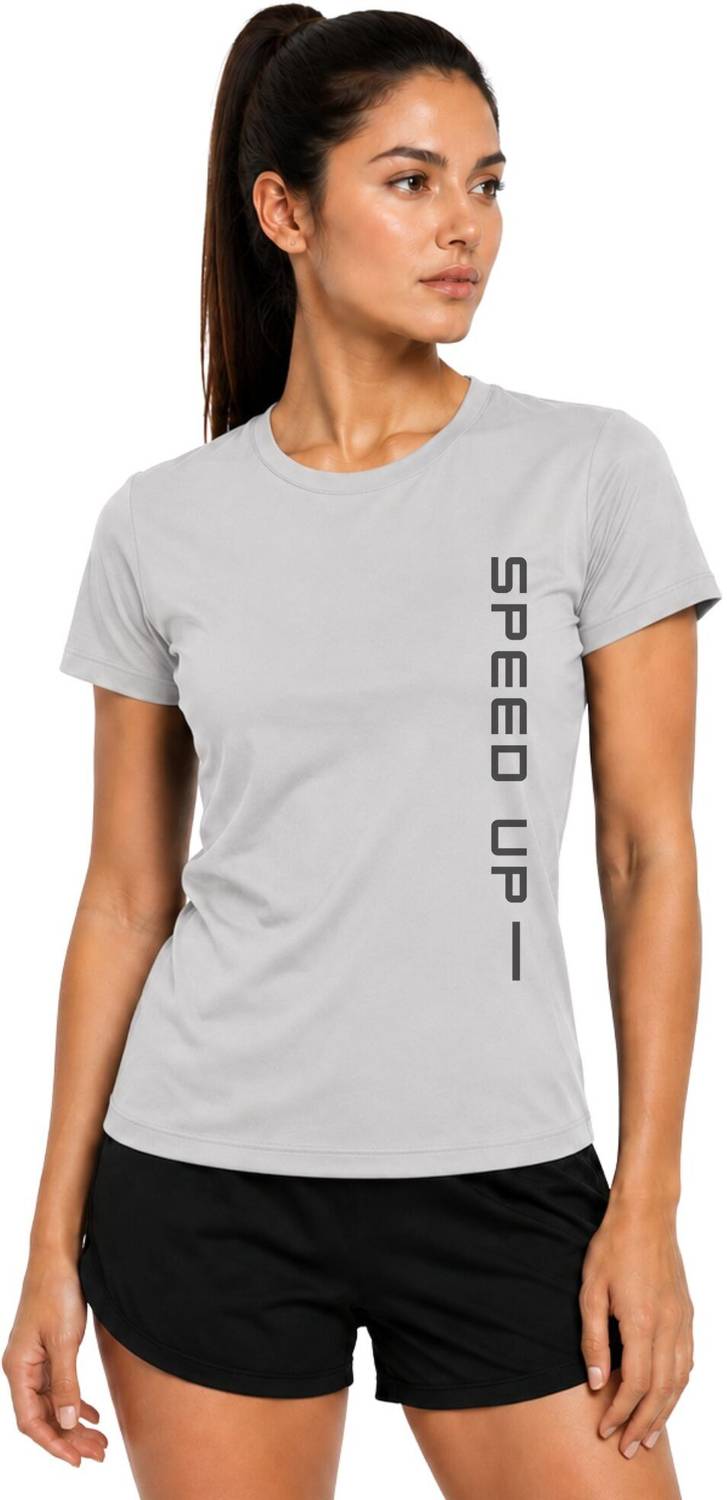 3colors Printed Women Round Neck Grey T-Shirt