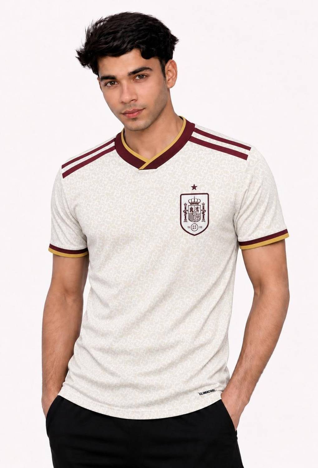 CLIENTALE. Men V Neck Beige T-Shirt - Image 1