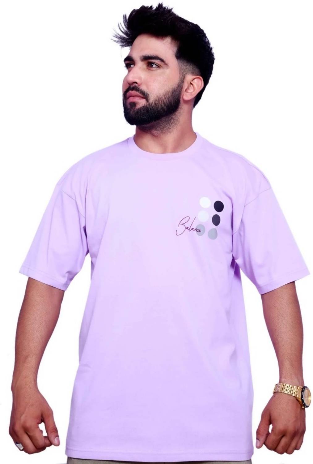 SWAGSTER Men Solid Round Neck Reversible Cotton Blend Purple T-Sh