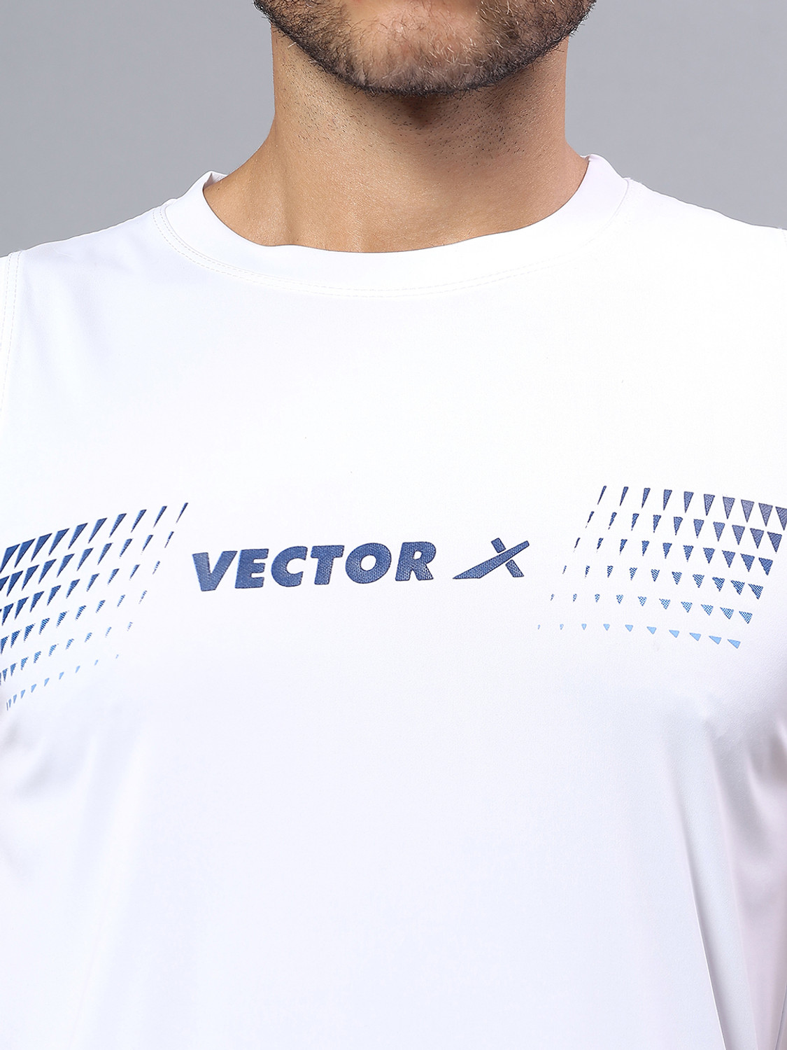Image of VECTOR X Printed Men Round Neck White T-Shirt