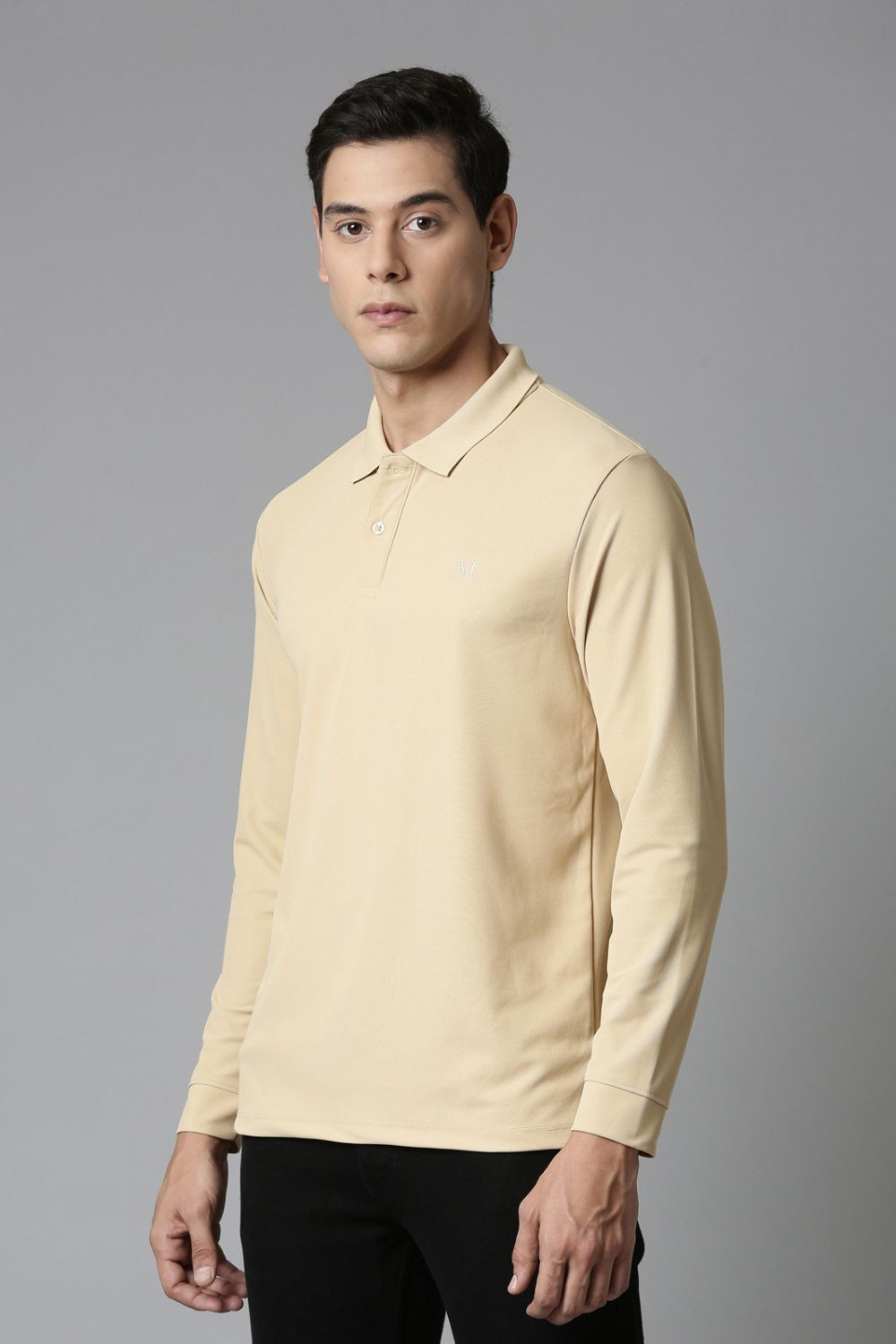 Image of MaxzoneEcommerce Solid Men Polo Neck Beige T-Shirt