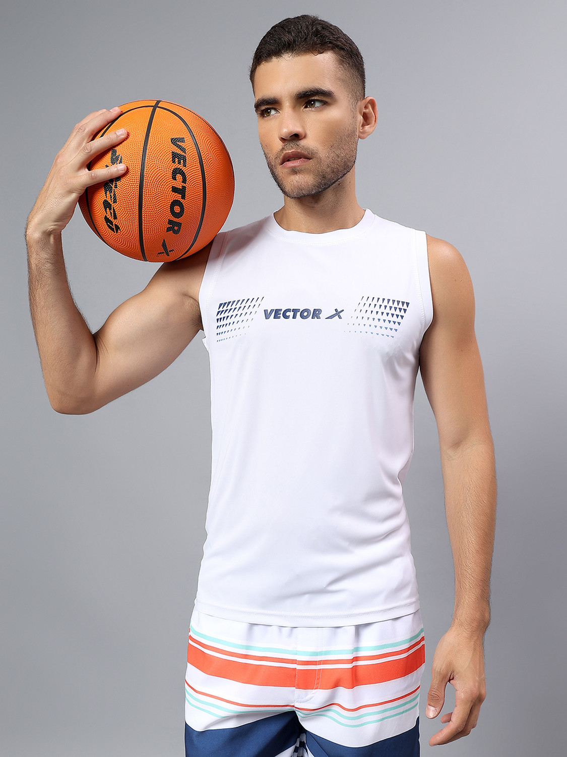 Image of VECTOR X Printed Men Round Neck White T-Shirt
