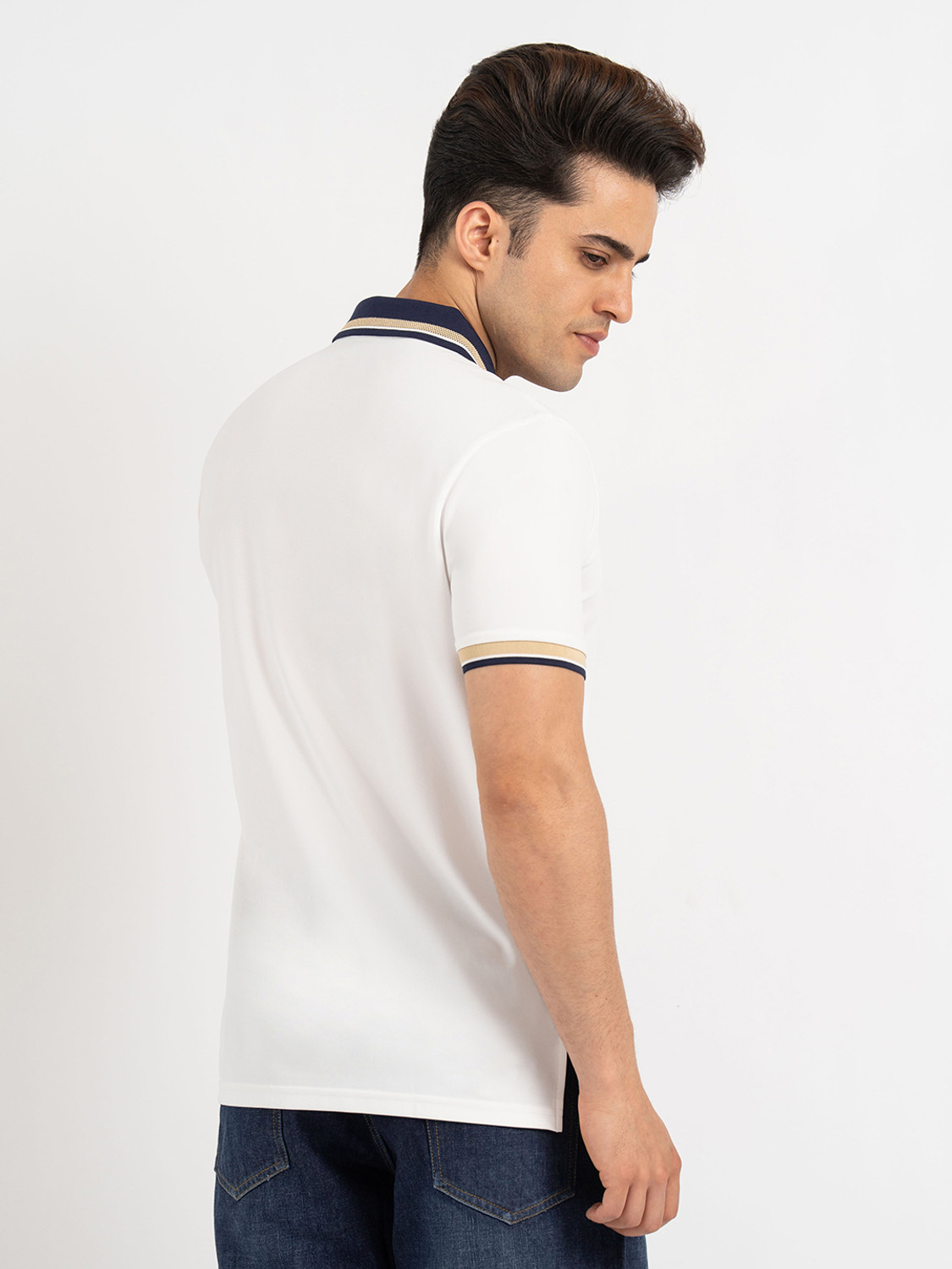 Image of RED TAPE Solid Men Polo Neck White T-Shirt