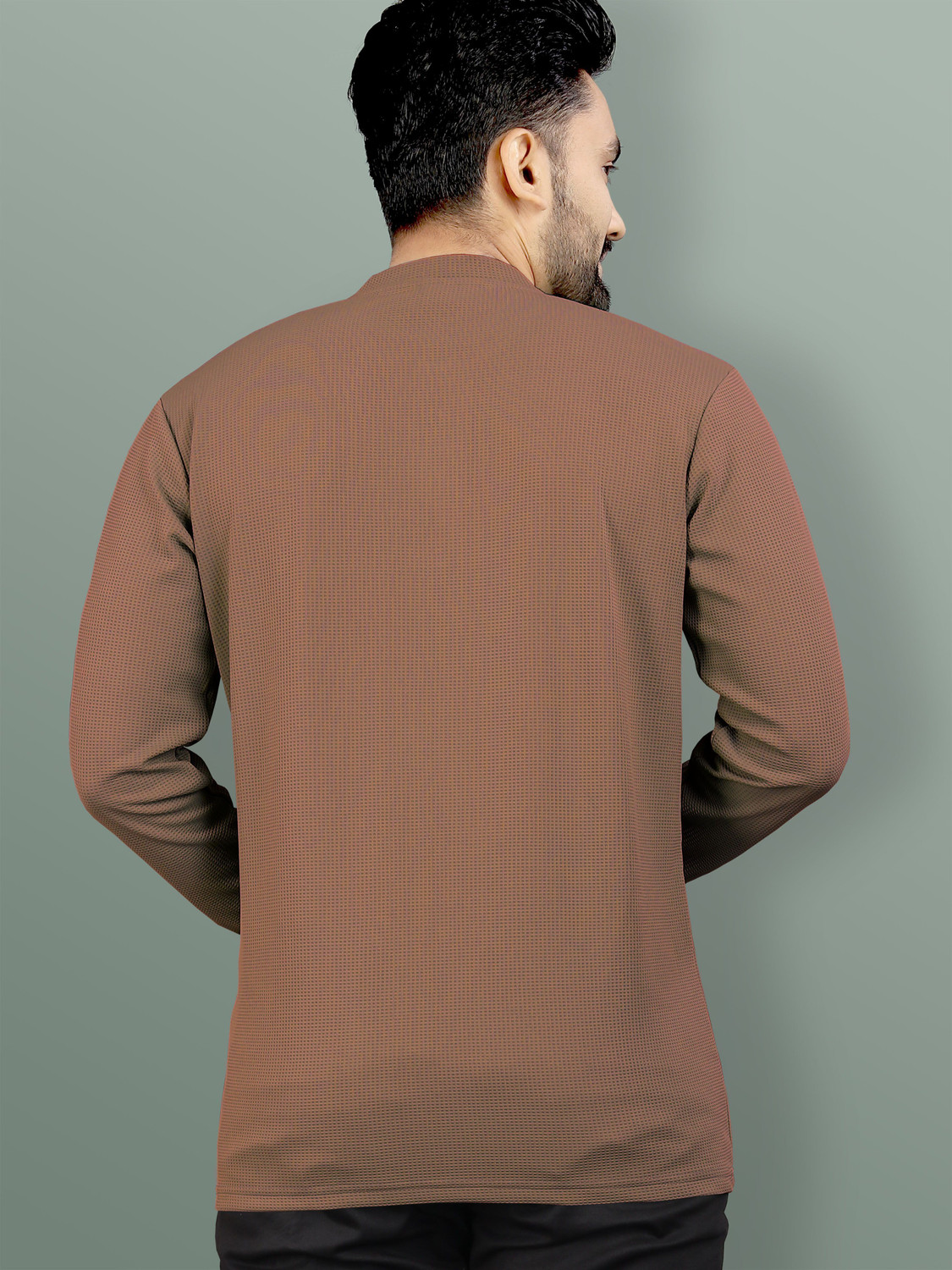 Image of VeBNoR Self Design Men Polo Neck Brown T-Shirt