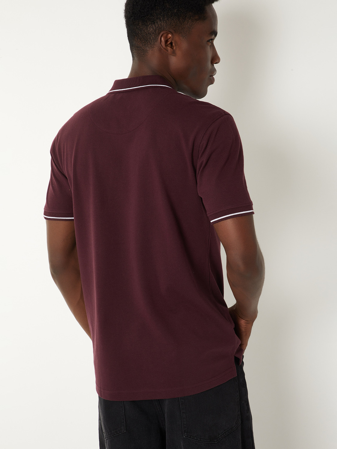 Image of MAX Solid Men Polo Neck Purple T-Shirt