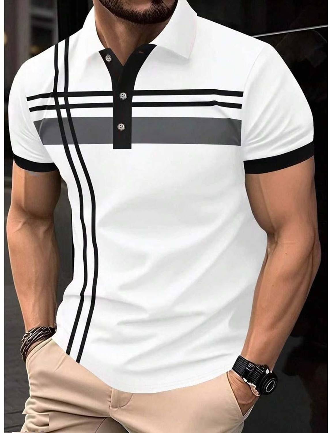 Bliss Bell Solid Men Polo Neck White T-Shirt