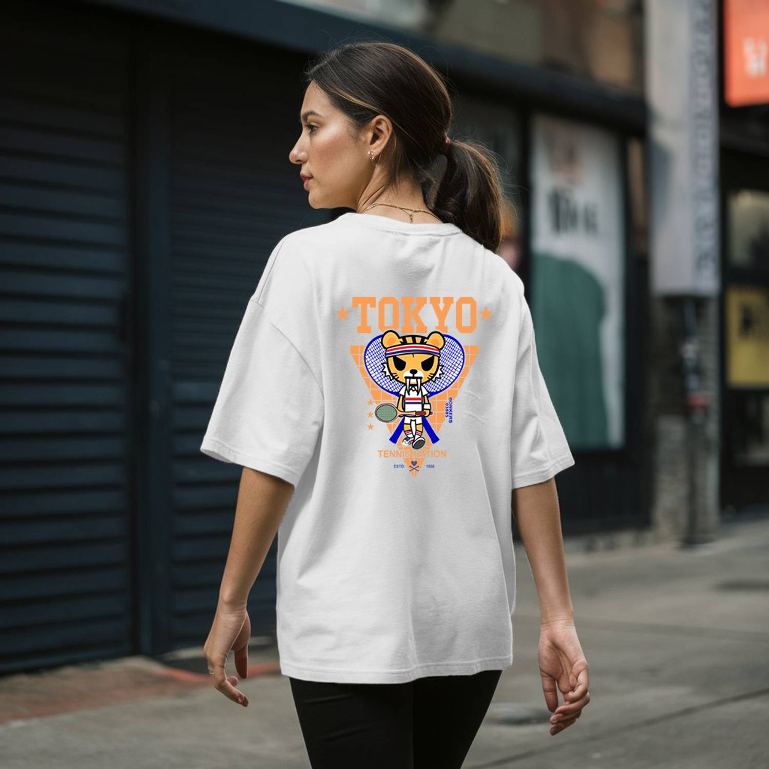 LWEXS Graphic Print Women Round Neck White T-Shirt
