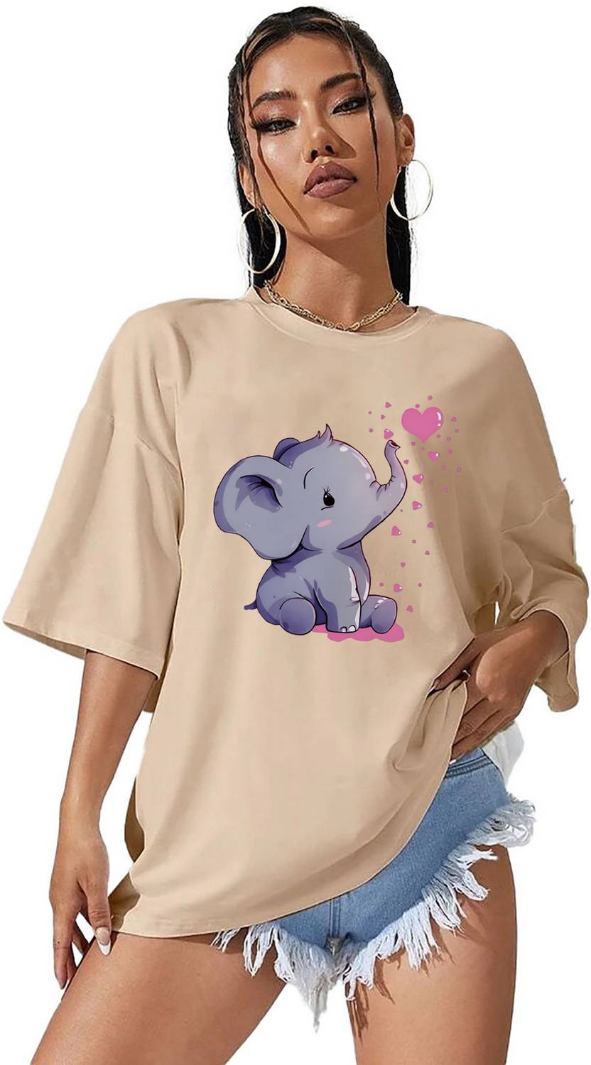 Absolute Defense Printed Women Polo Neck Beige T-Shirt