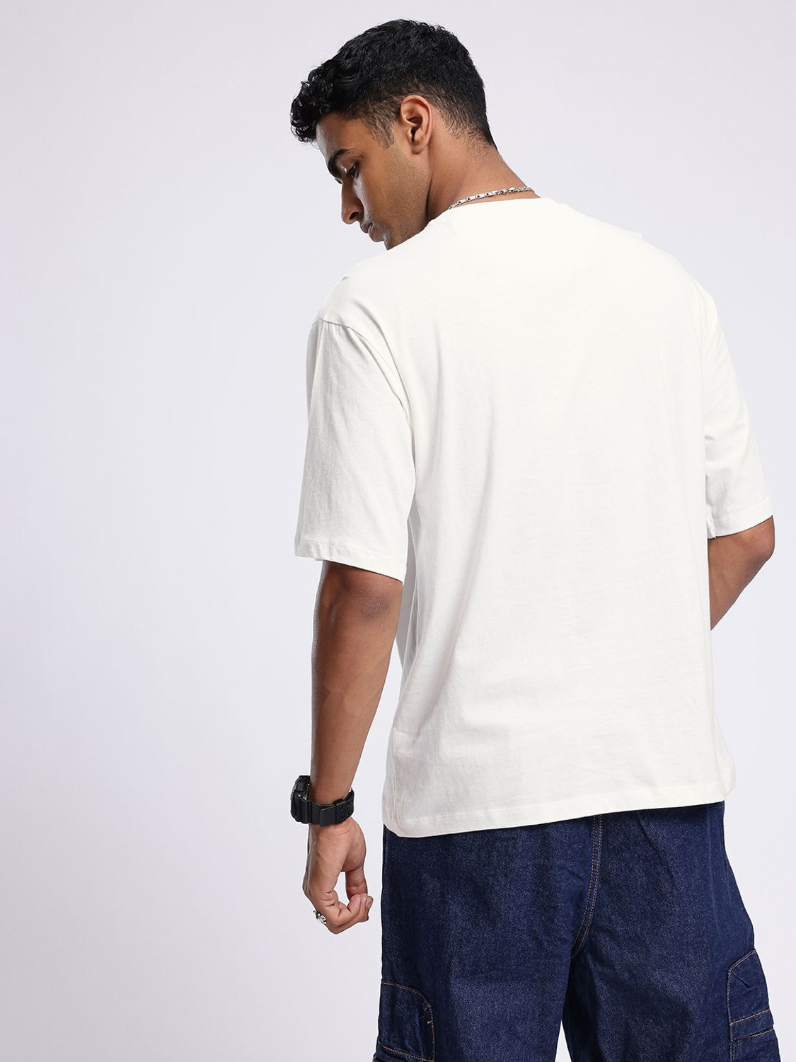 Image of Glitchez Printed Men Round Neck White T-Shirt