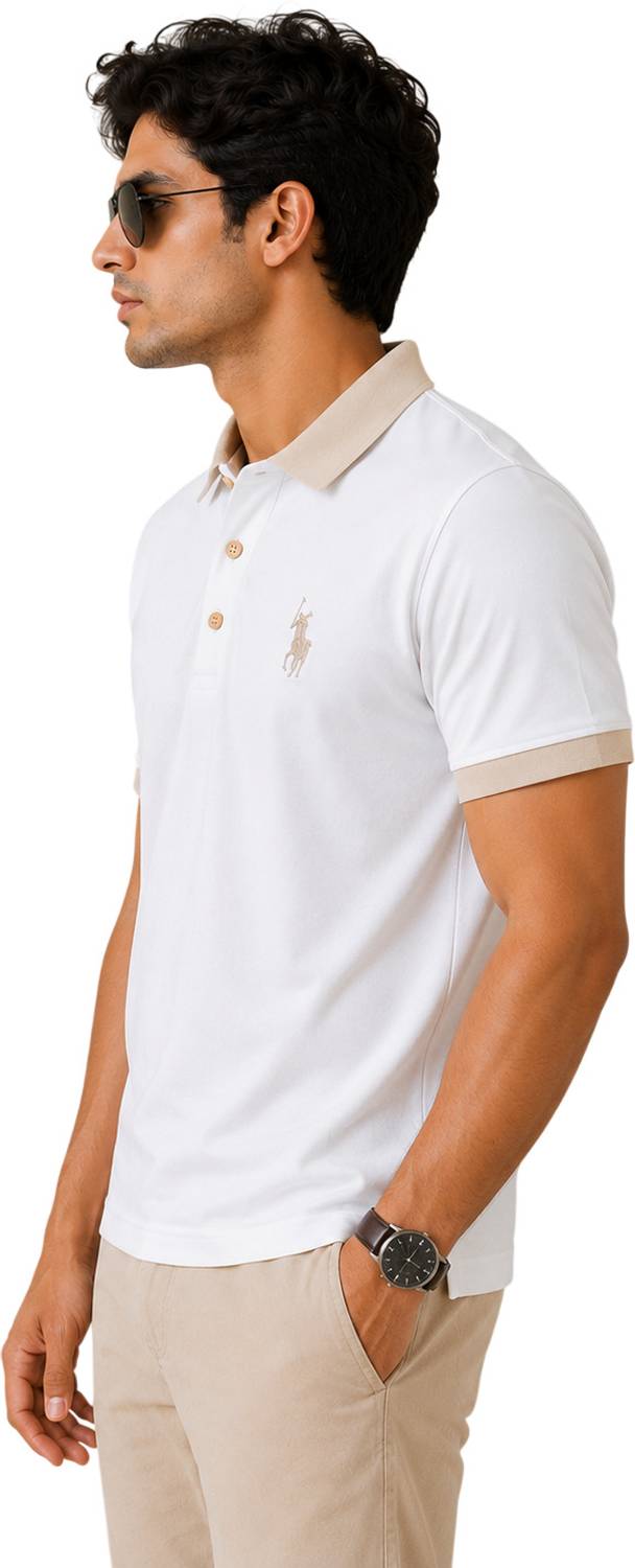 TAILORSTITCH Embroidered Mandarin Collar White T-Shirt - Image 3