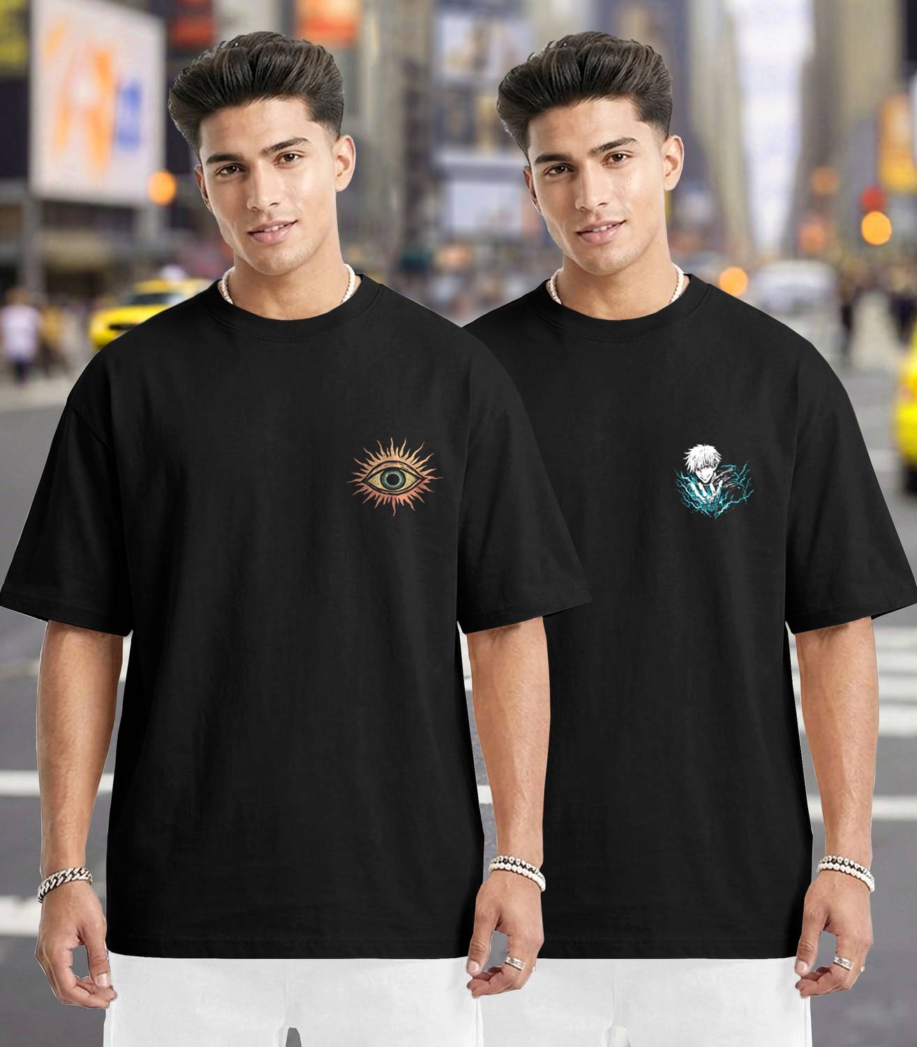 Viktor Black Printed Men Round Neck T-Shirt Pack of 2 - Image 2