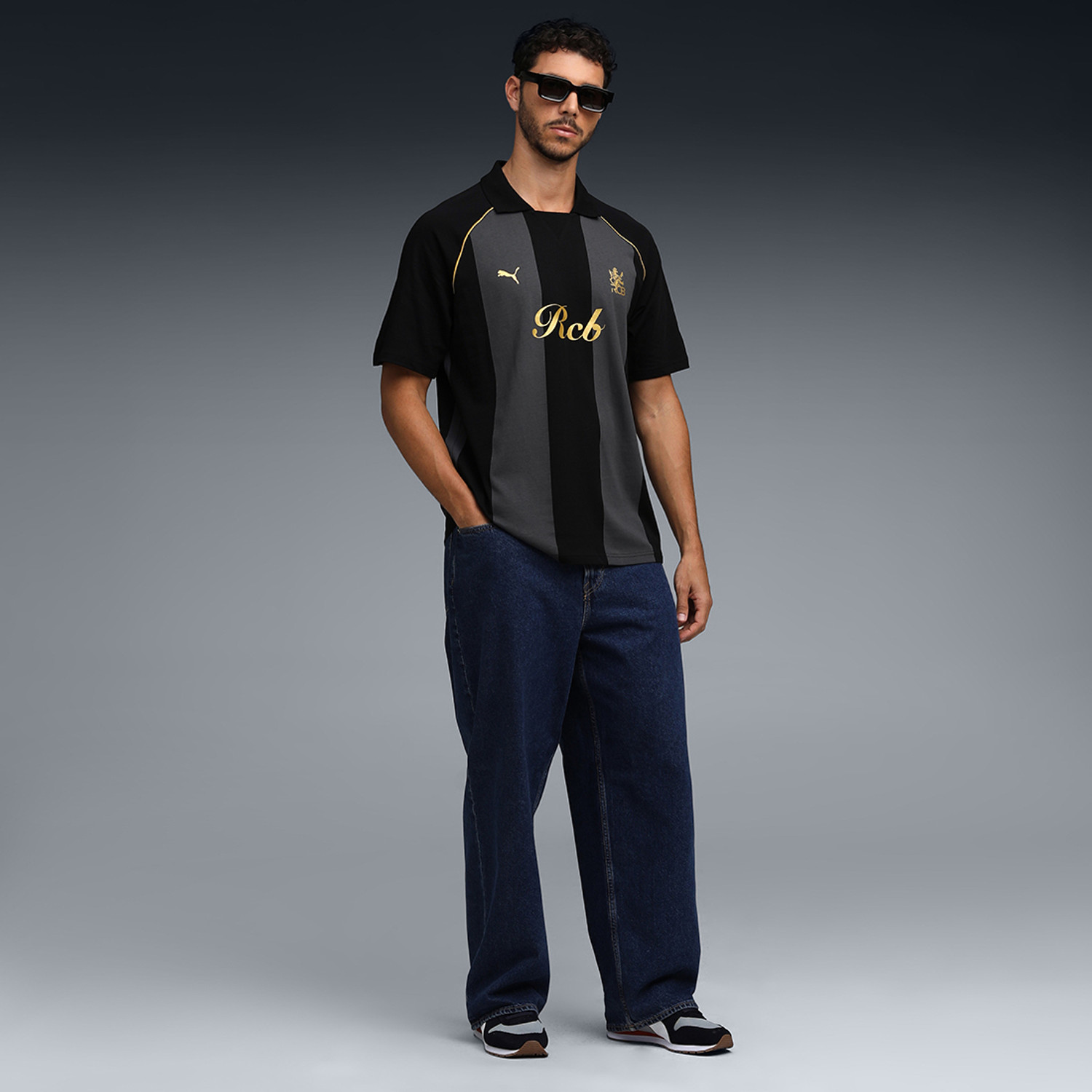 Image of PUMA Solid Men Polo Neck Black T-Shirt
