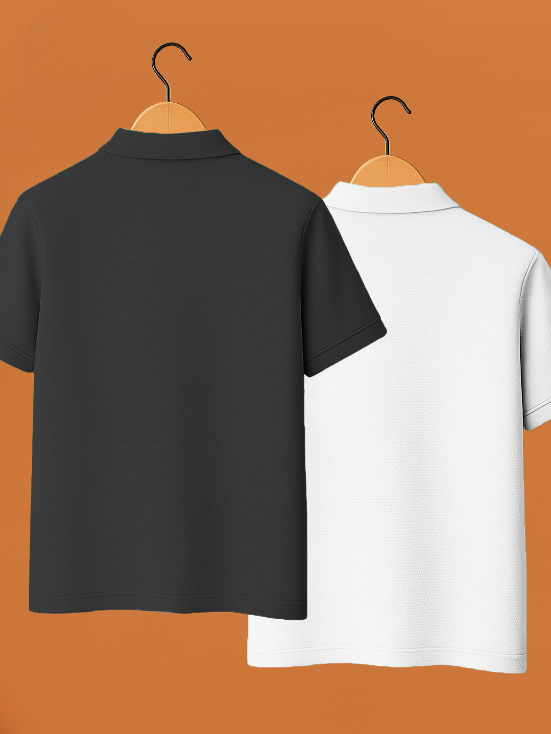 Image of Yazole Solid Men Zip Neck Black, White T-Shirt