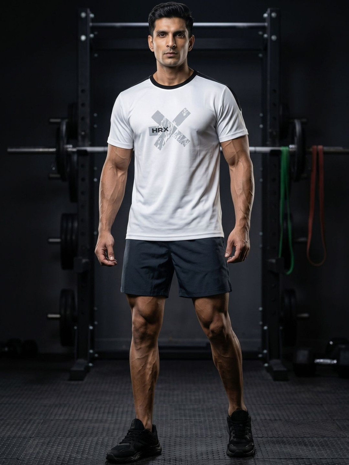 Image of HRX by Hrithik Roshan Printed Men Round Neck White, Black T-Shirt