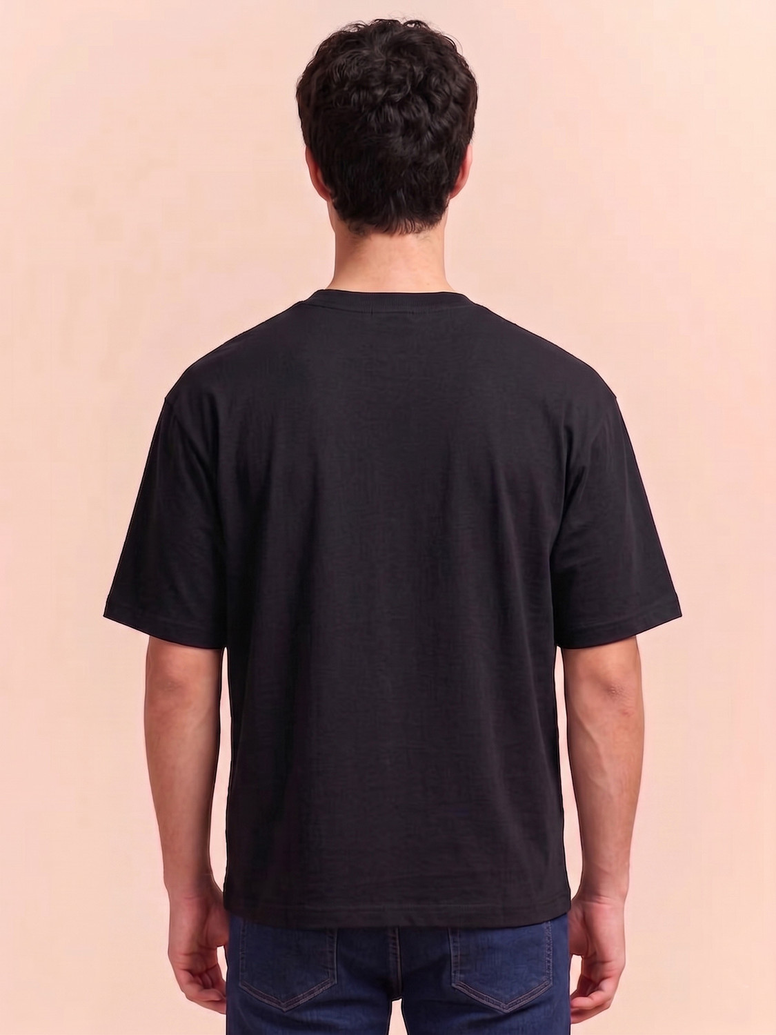 Image of FROTYFIVE Printed Men Round Neck Black T-Shirt
