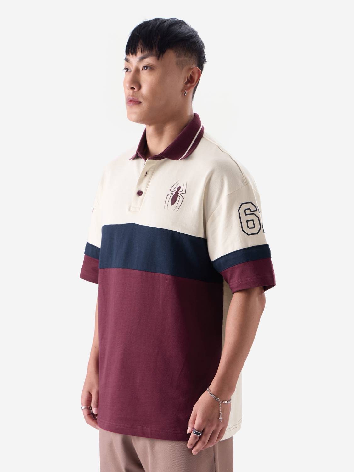 The Souled Store Men Polo Neck White T-Shirt - Image 2