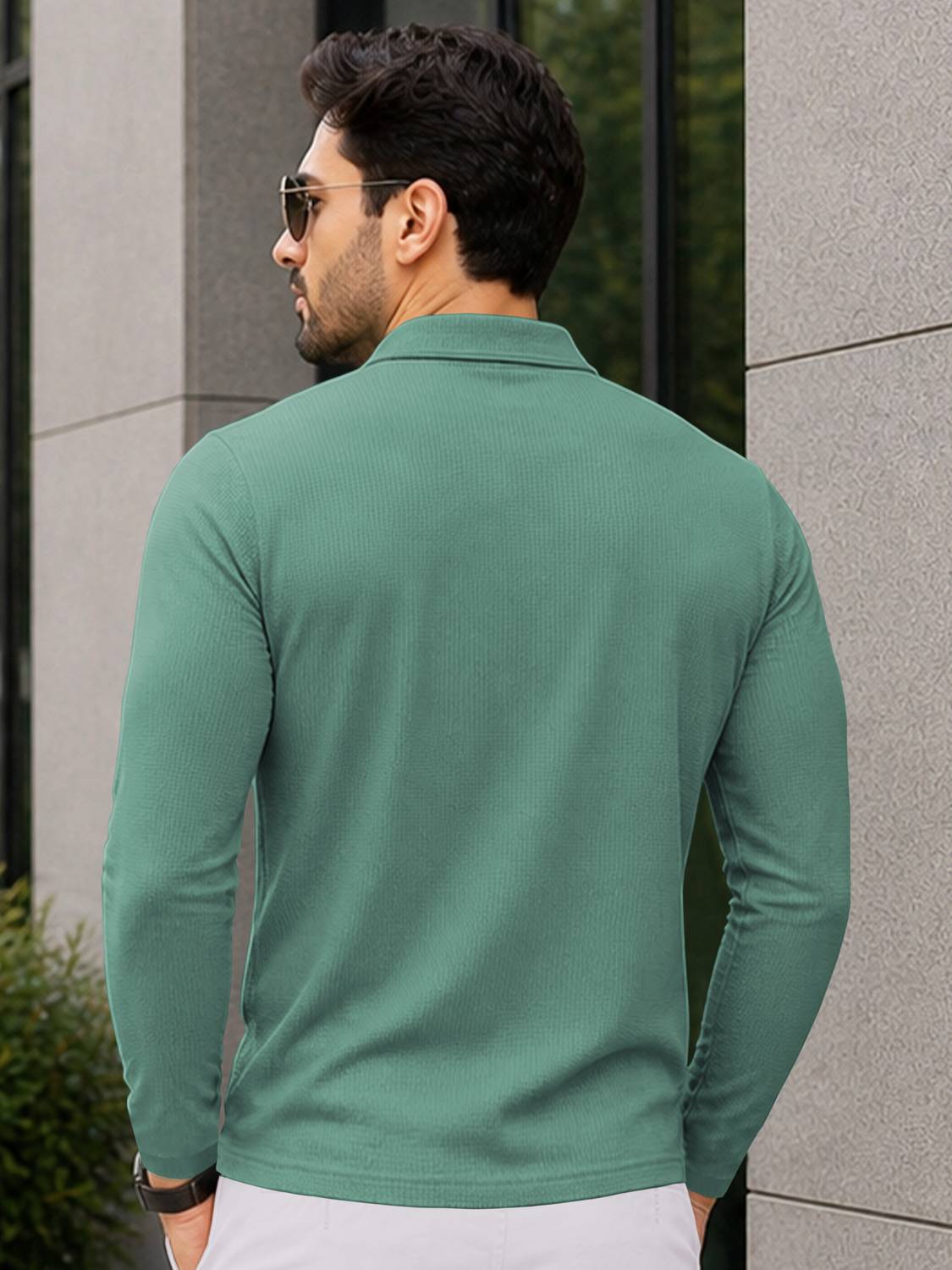 VeBNoR Self Design Men Zip Neck Green T-Shirt - Buy VeBNoR Self