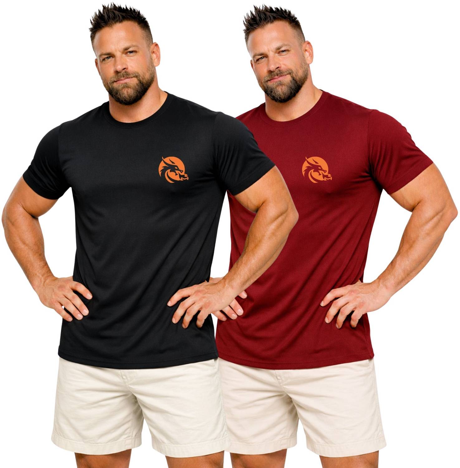 3colors Printed Men Round Neck Black, Maroon T-Shirt