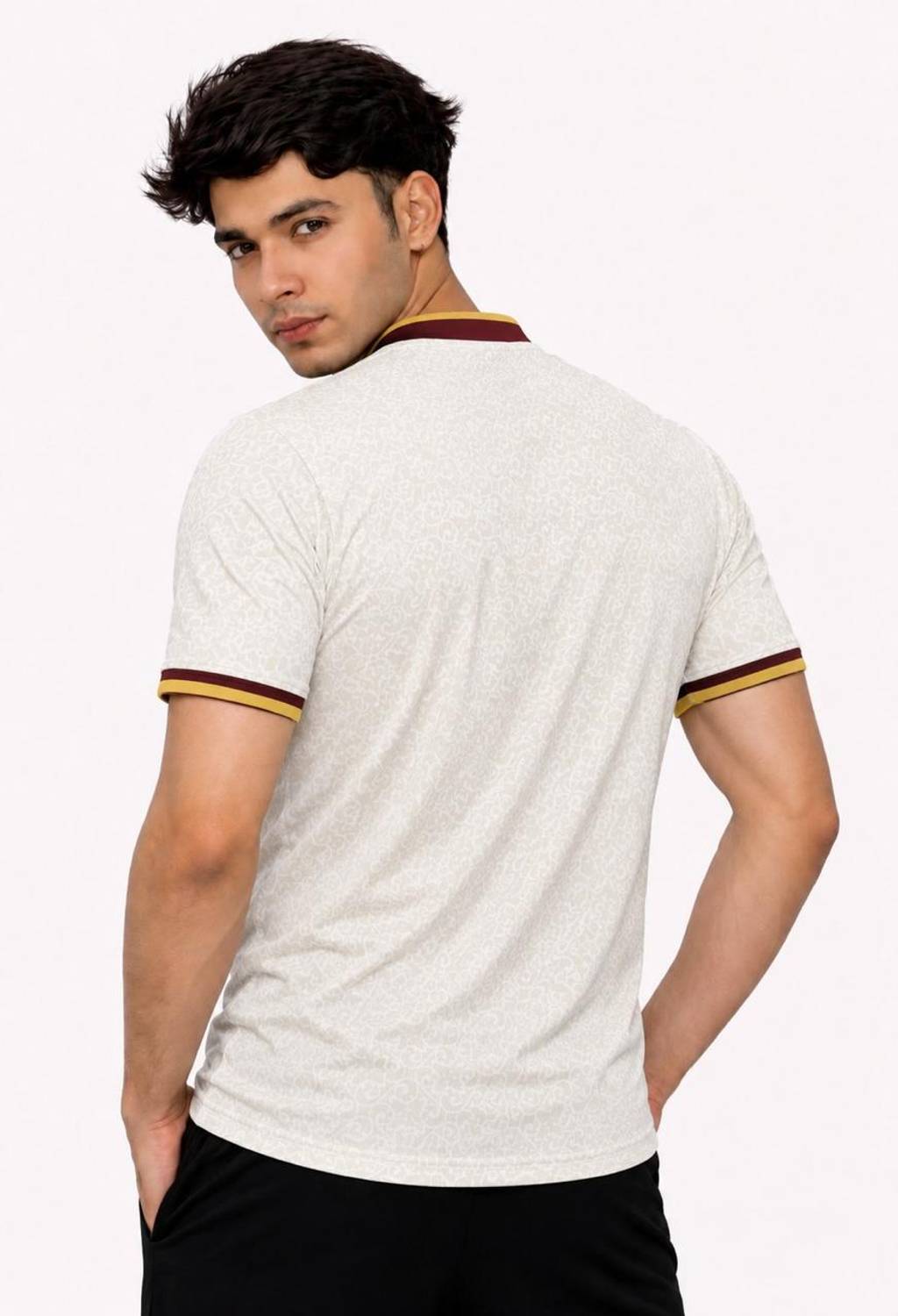 CLIENTALE. Men V Neck Beige T-Shirt - Image 2