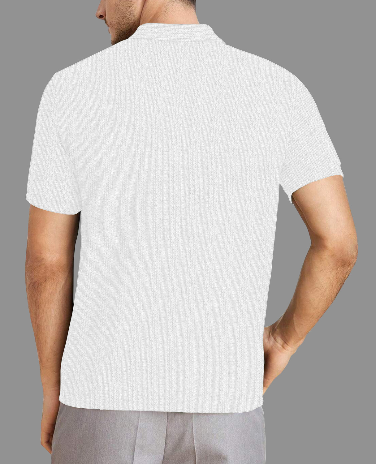 Image of KAJARU Self Design Men Zip Neck White T-Shirt