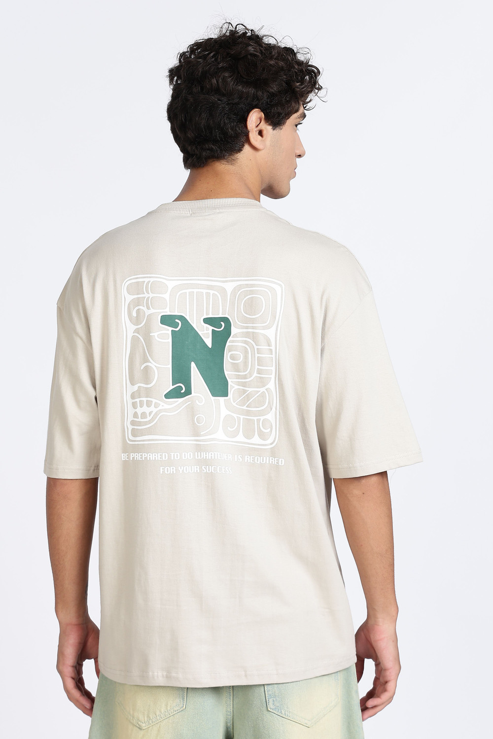 Image of Color Hunt Printed Men Round Neck White T-Shirt