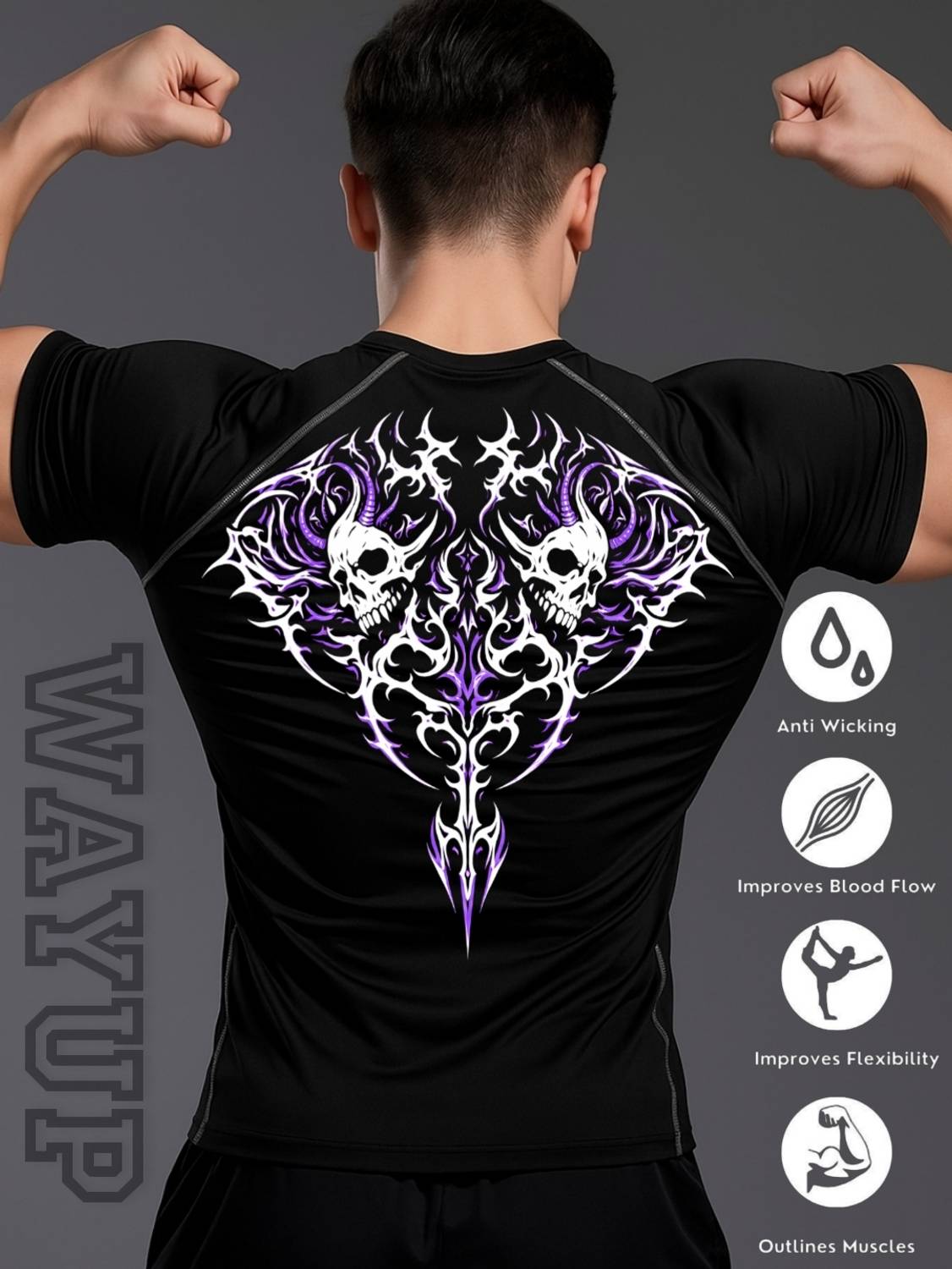 Wayup Typography Black Men's T-Shirt - Image 3
