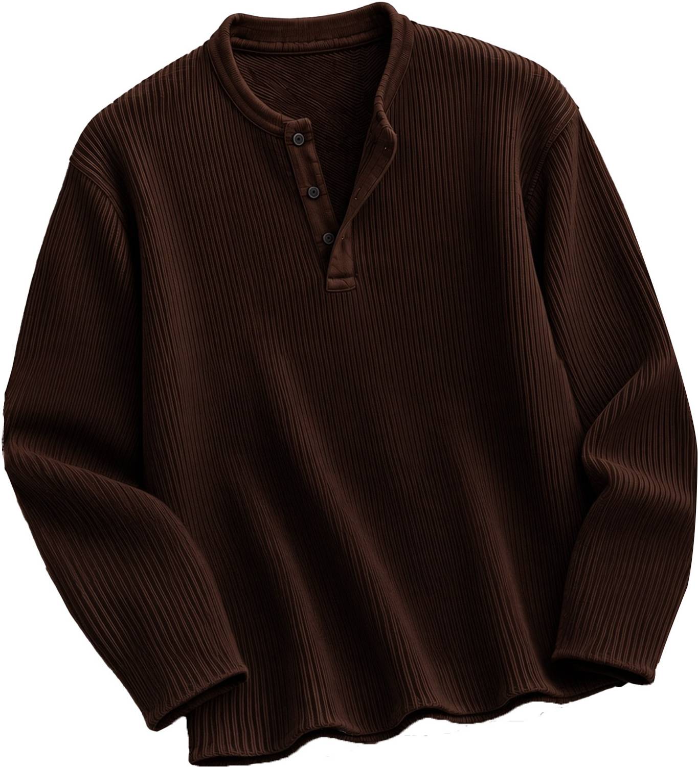 AOOSH Men Henley Neck Brown T-Shirt - Image 5