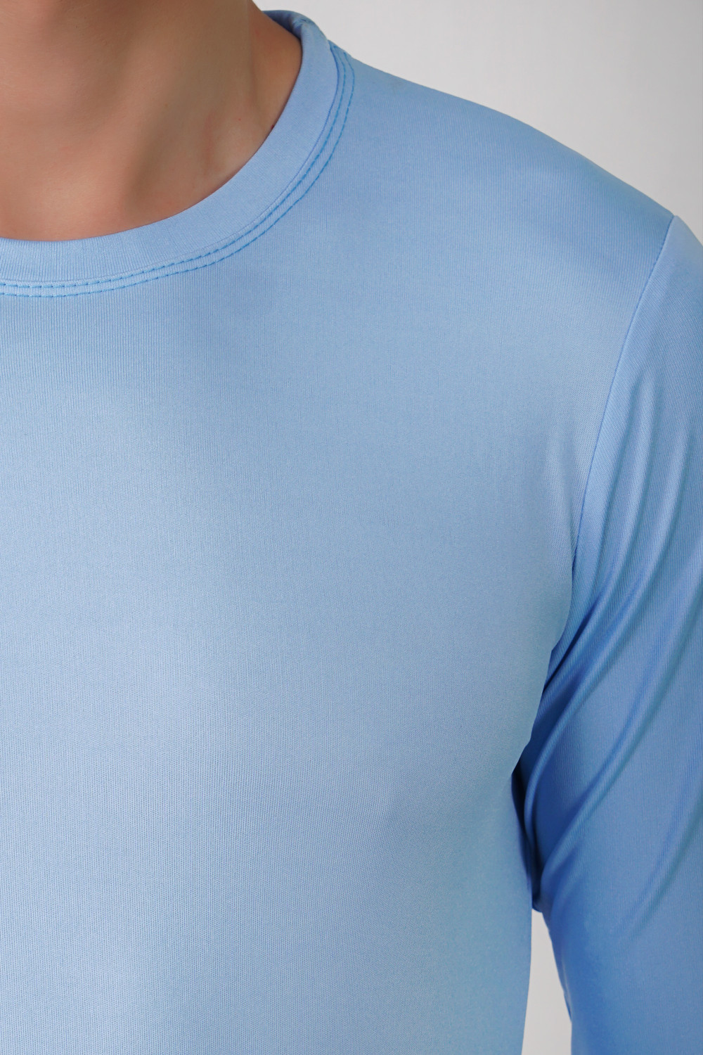 Image of KASPY Solid Men Round Neck Light Blue T-Shirt