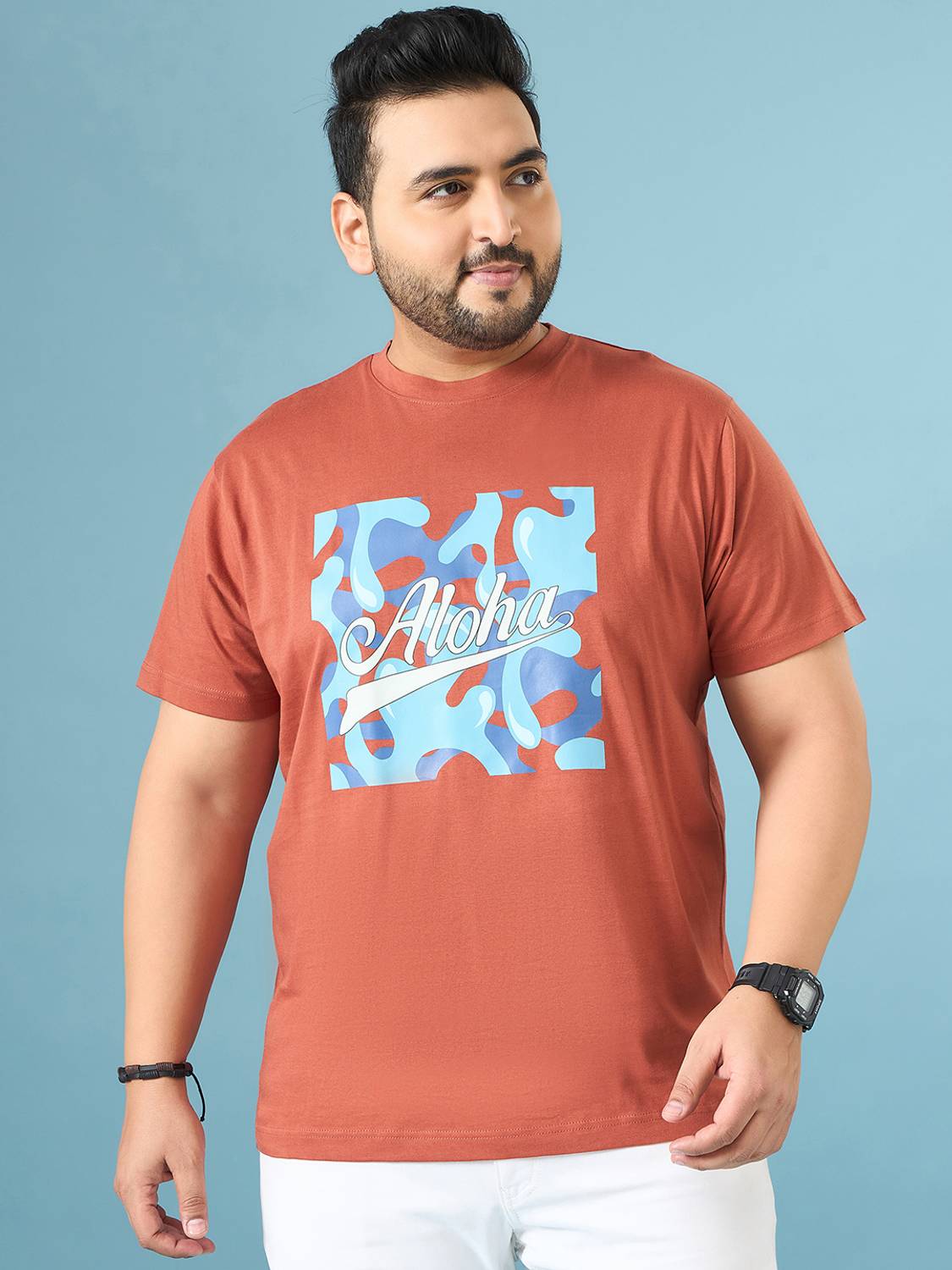 bigbanana Printed Men Round Neck Brown T-Shirt