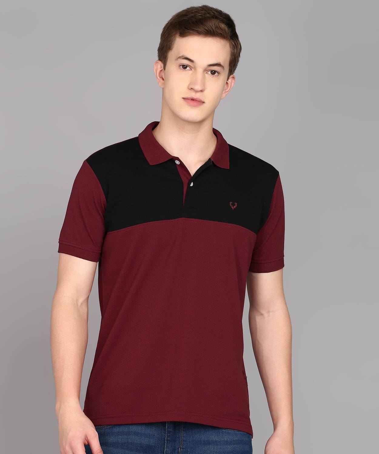 Allen Solly Colorblock Men Polo Neck Brown T-Shirt