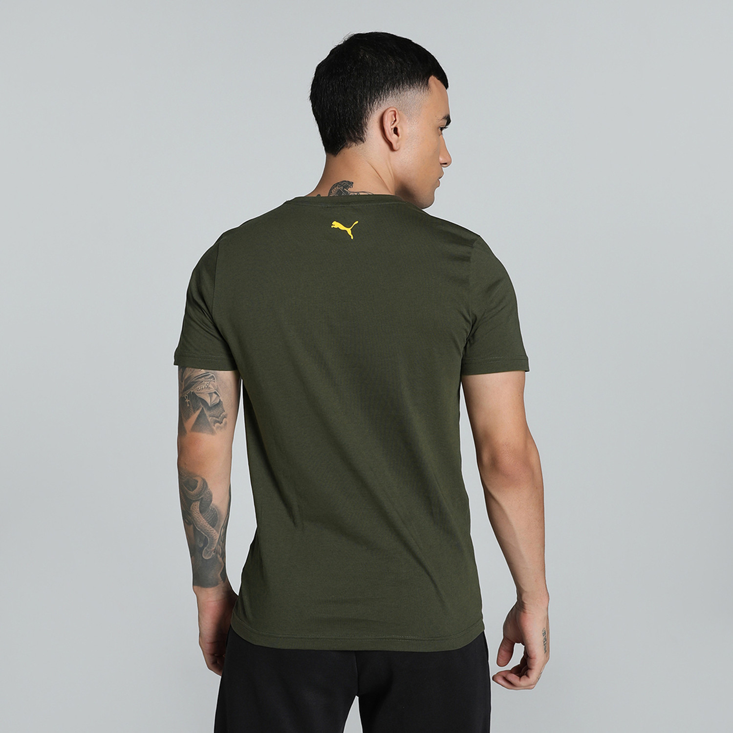 Image of PUMA Solid Men Crew Neck Green T-Shirt