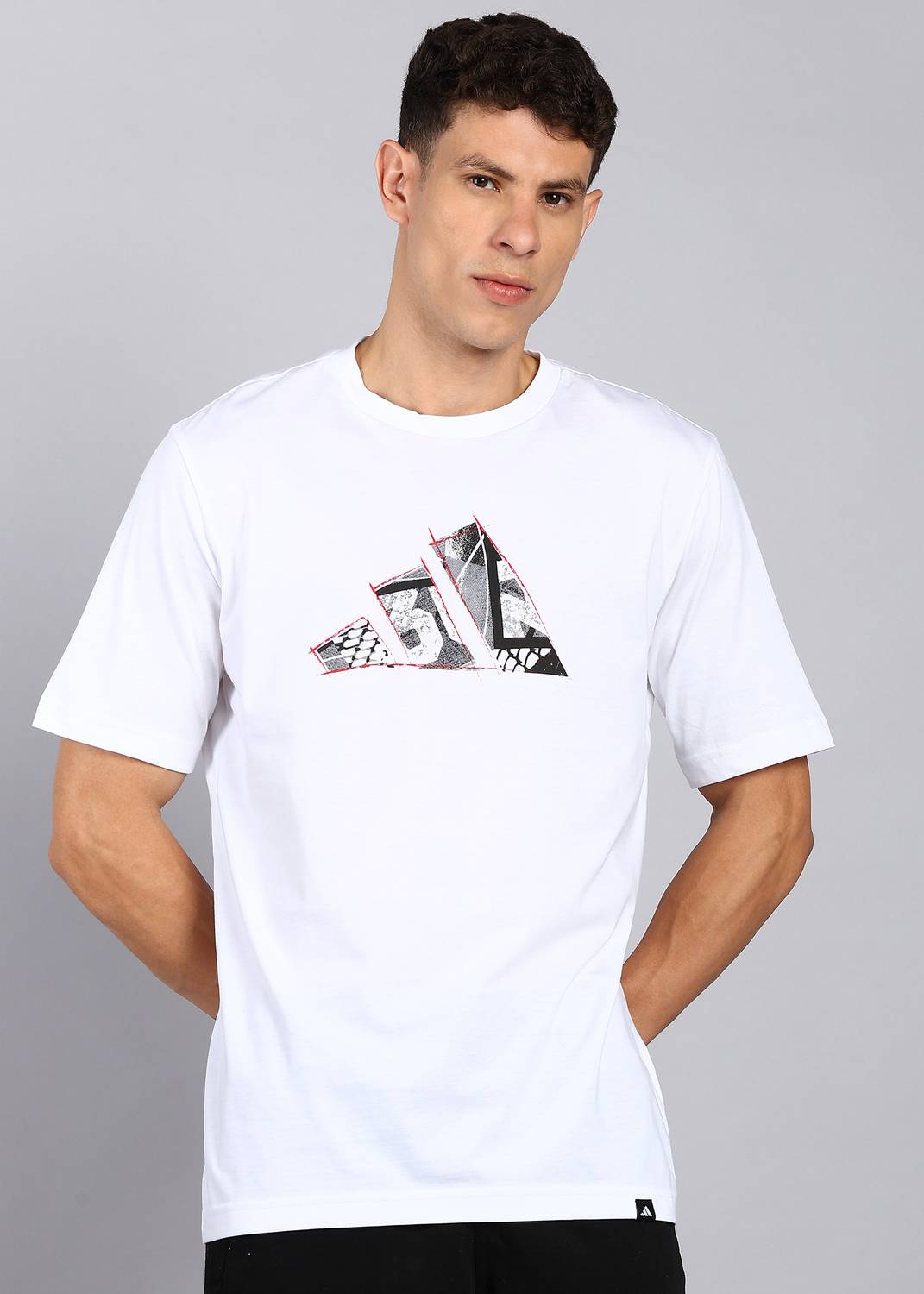 ADIDAS Printed Men Round Neck White T-Shirt