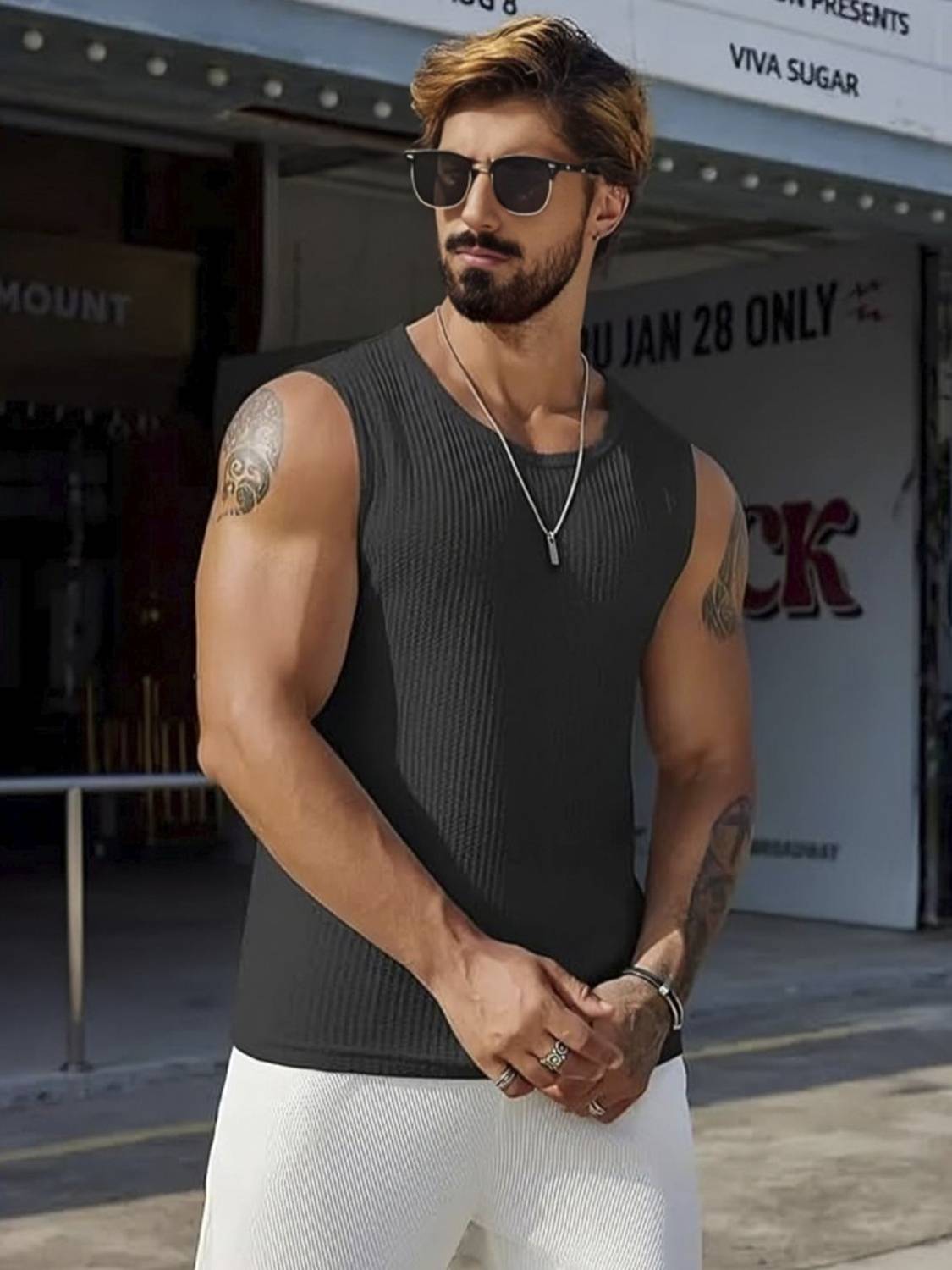 TeeWink Men's Round Neck Self-Design Black T-Shirt - Image 5