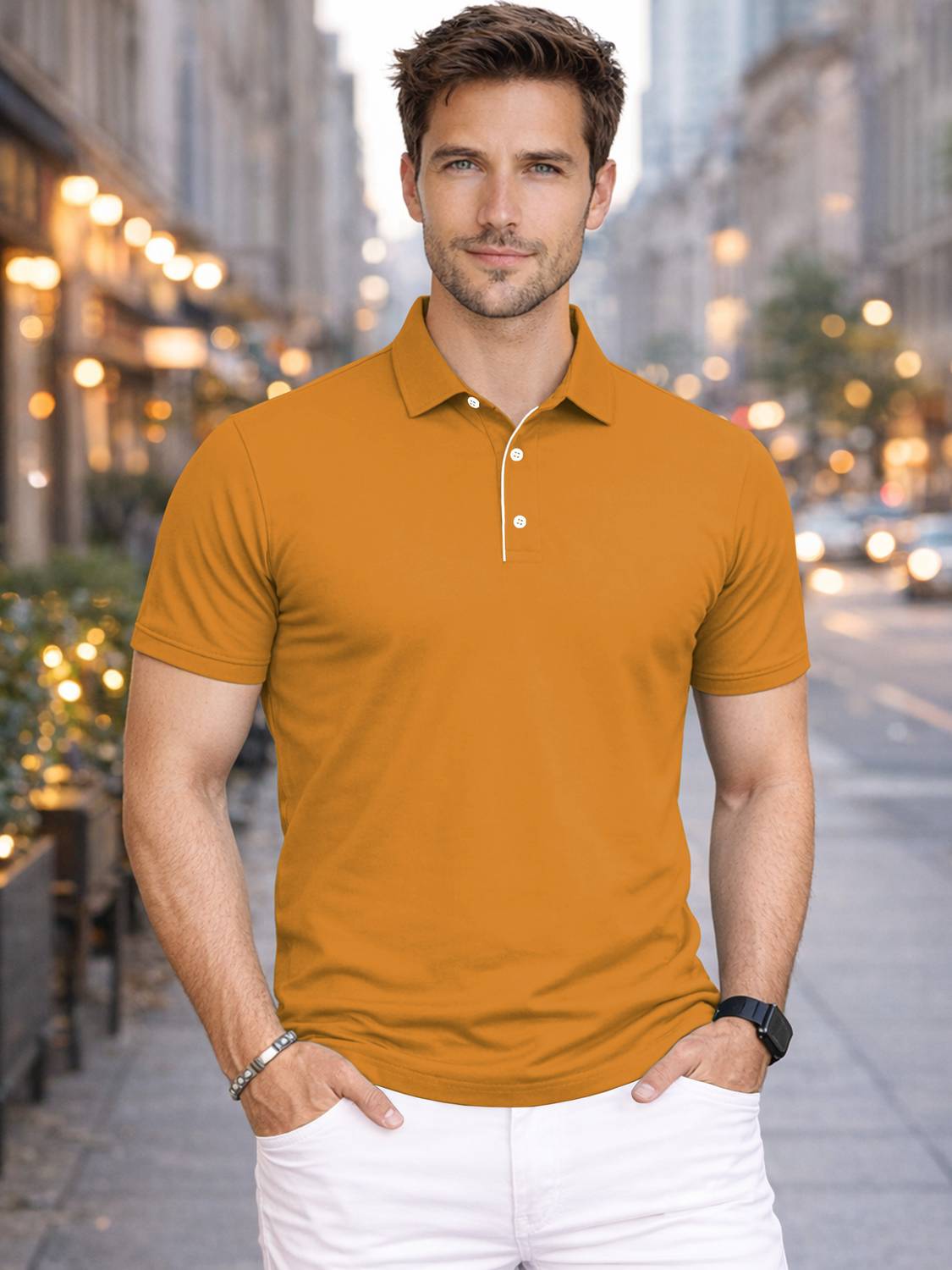 VeBNoR Men Solid Polo Neck Polyester Yellow T-Shirt