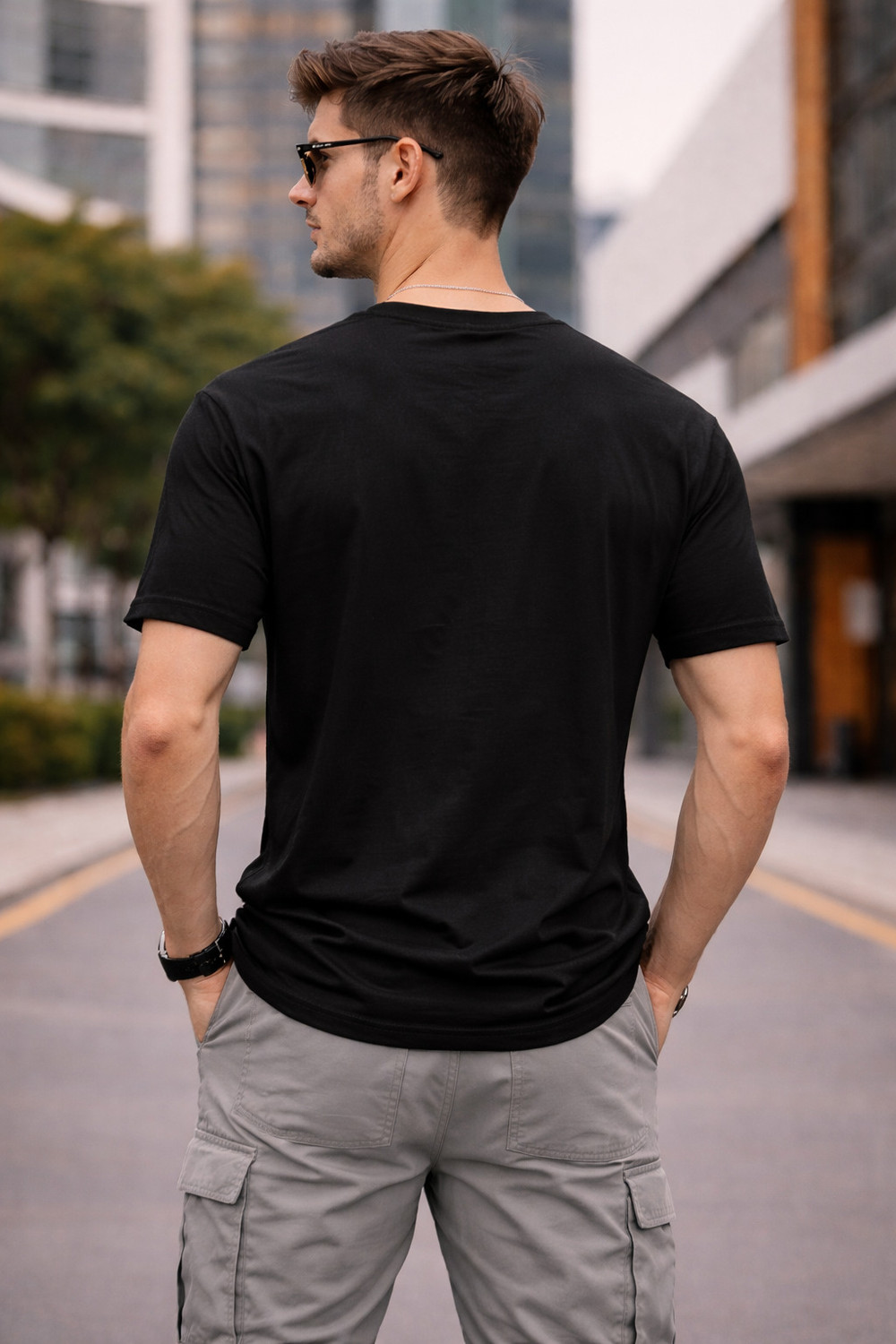 Image of ELABOT Graphic Print Men Round Neck Black T-Shirt