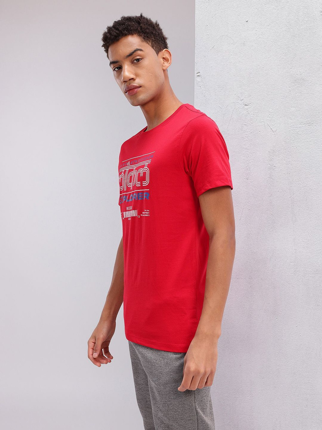 Image of HRX by Hrithik Roshan Printed Men Round Neck Red T-Shirt