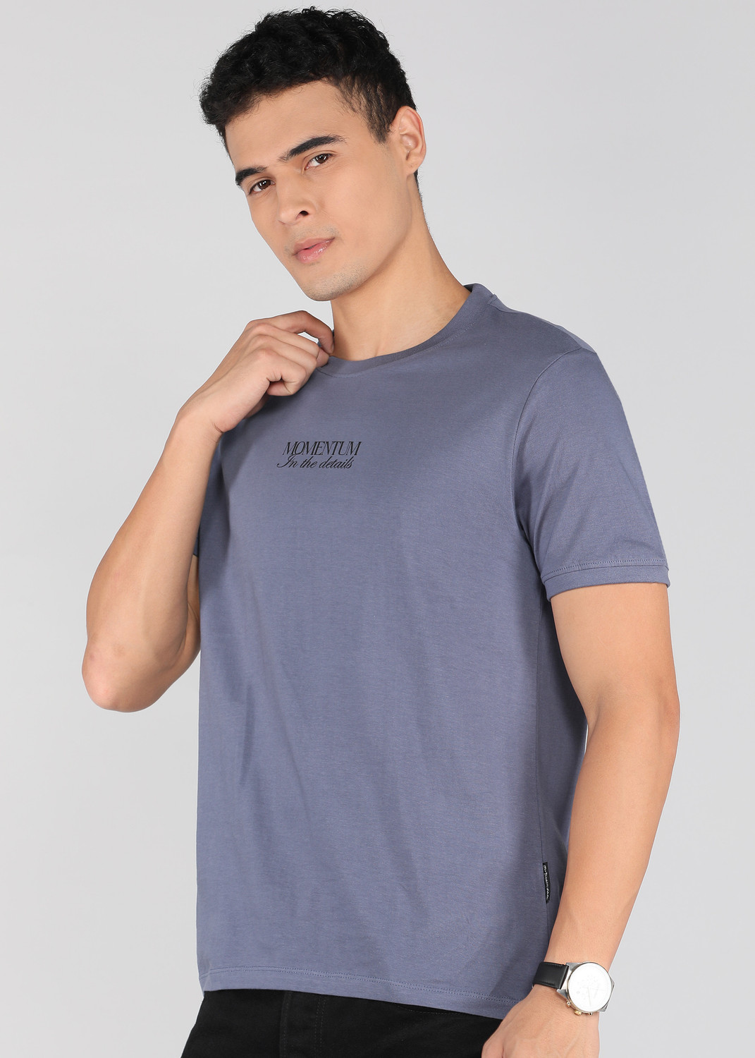 Image of Roadster Graphic Print Men Round Neck Blue T-Shirt