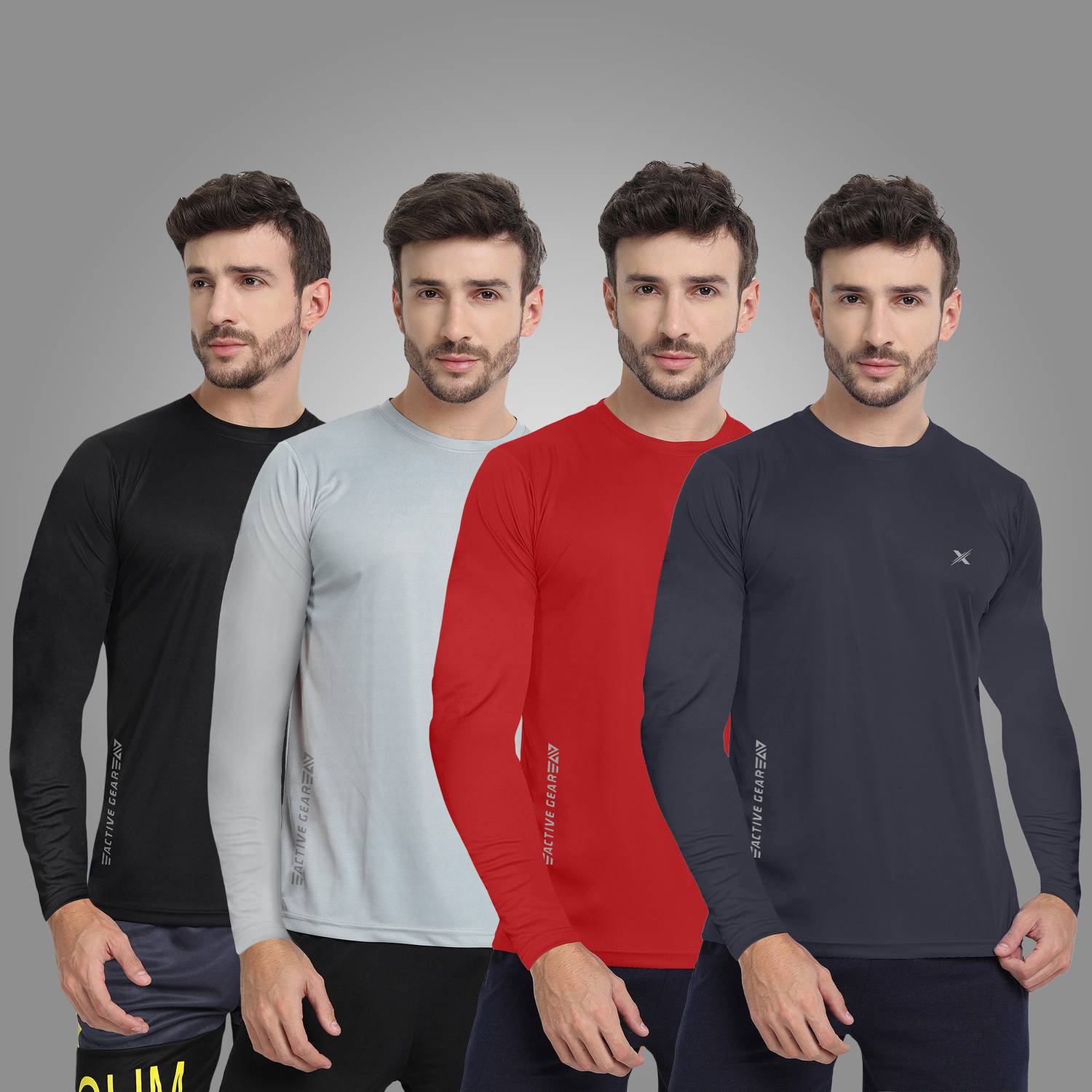 FTX Pack of 4 Men Solid Round Neck Polyester Multicolor T-Shirt