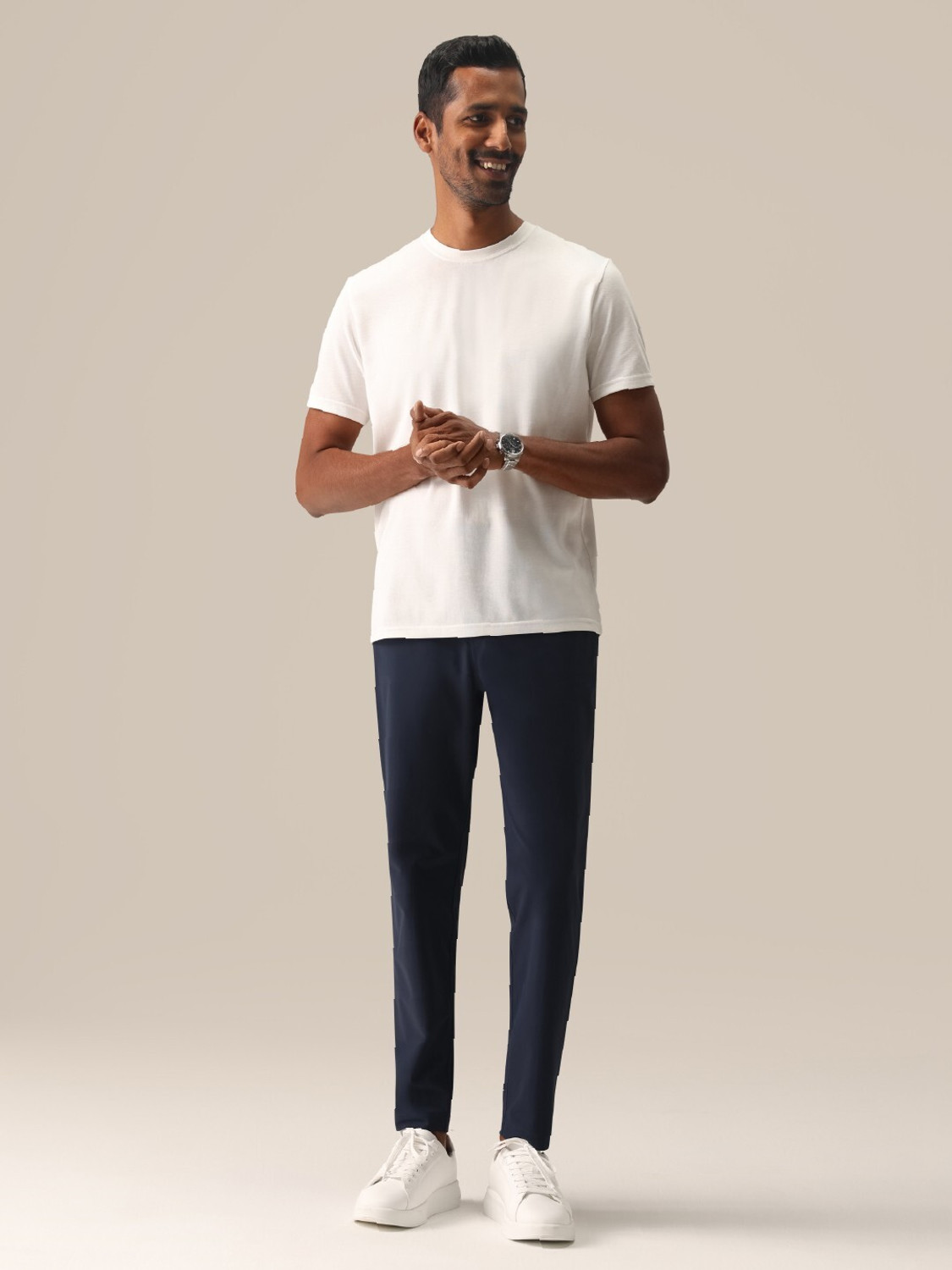 Image of BlissClub Solid Men Round Neck White T-Shirt