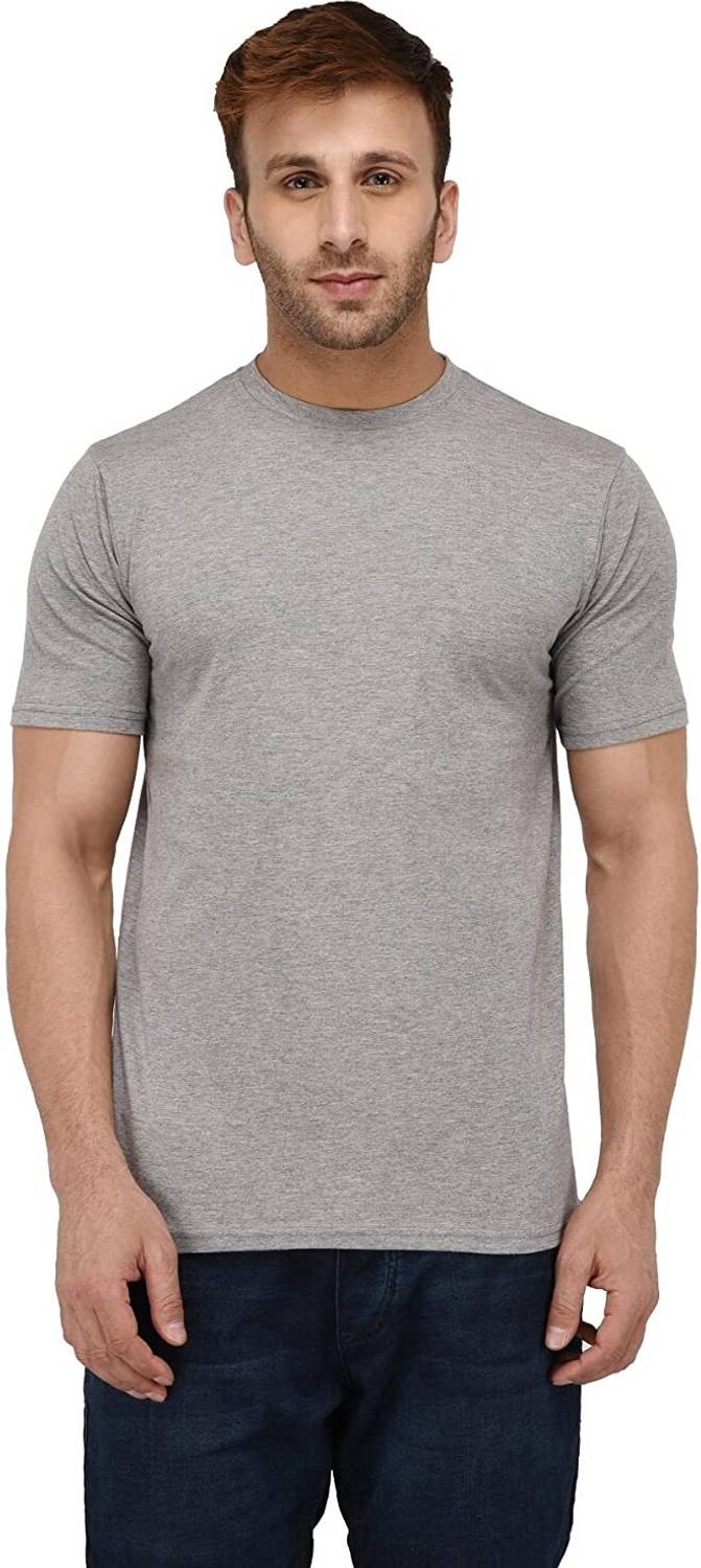 INKKR Men Solid Round Neck Cotton Blend Multicolor T-Shirt