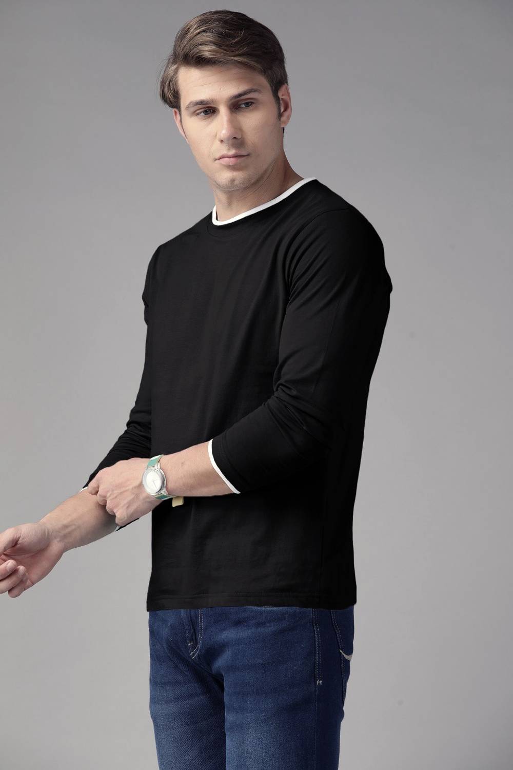 THE DRY STATE Solid Men Round Neck Black T-Shirt - Image 3