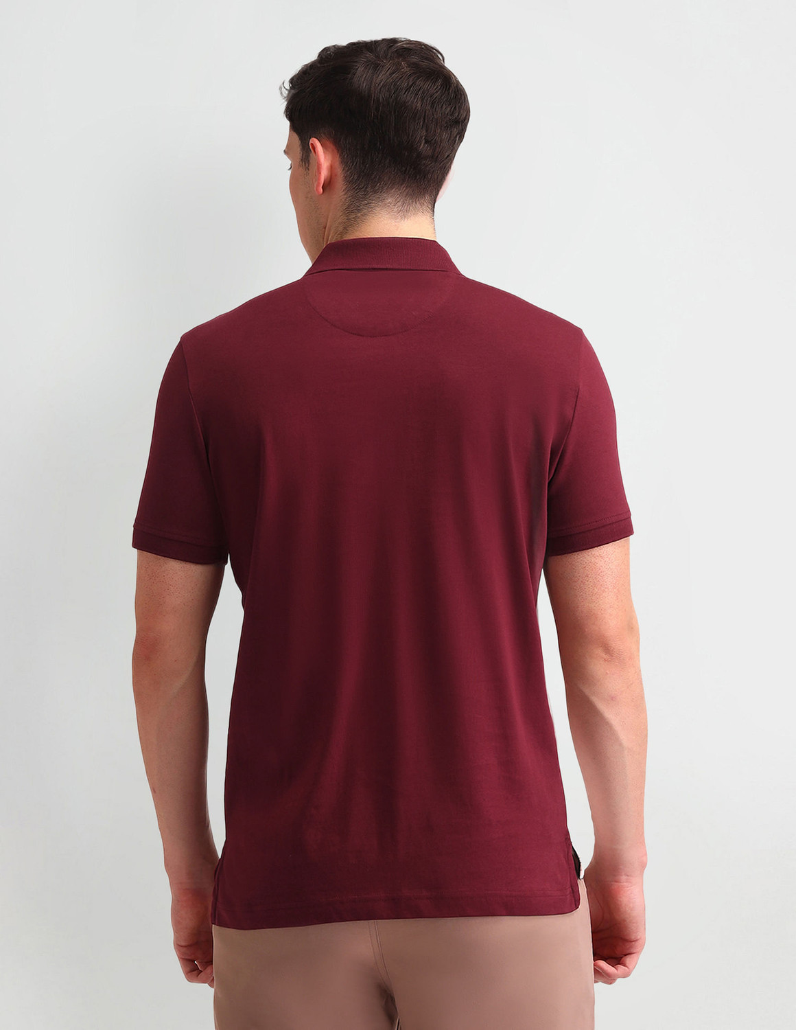 Image of Arrow Sport Striped Men Polo Neck Red, Pink T-Shirt